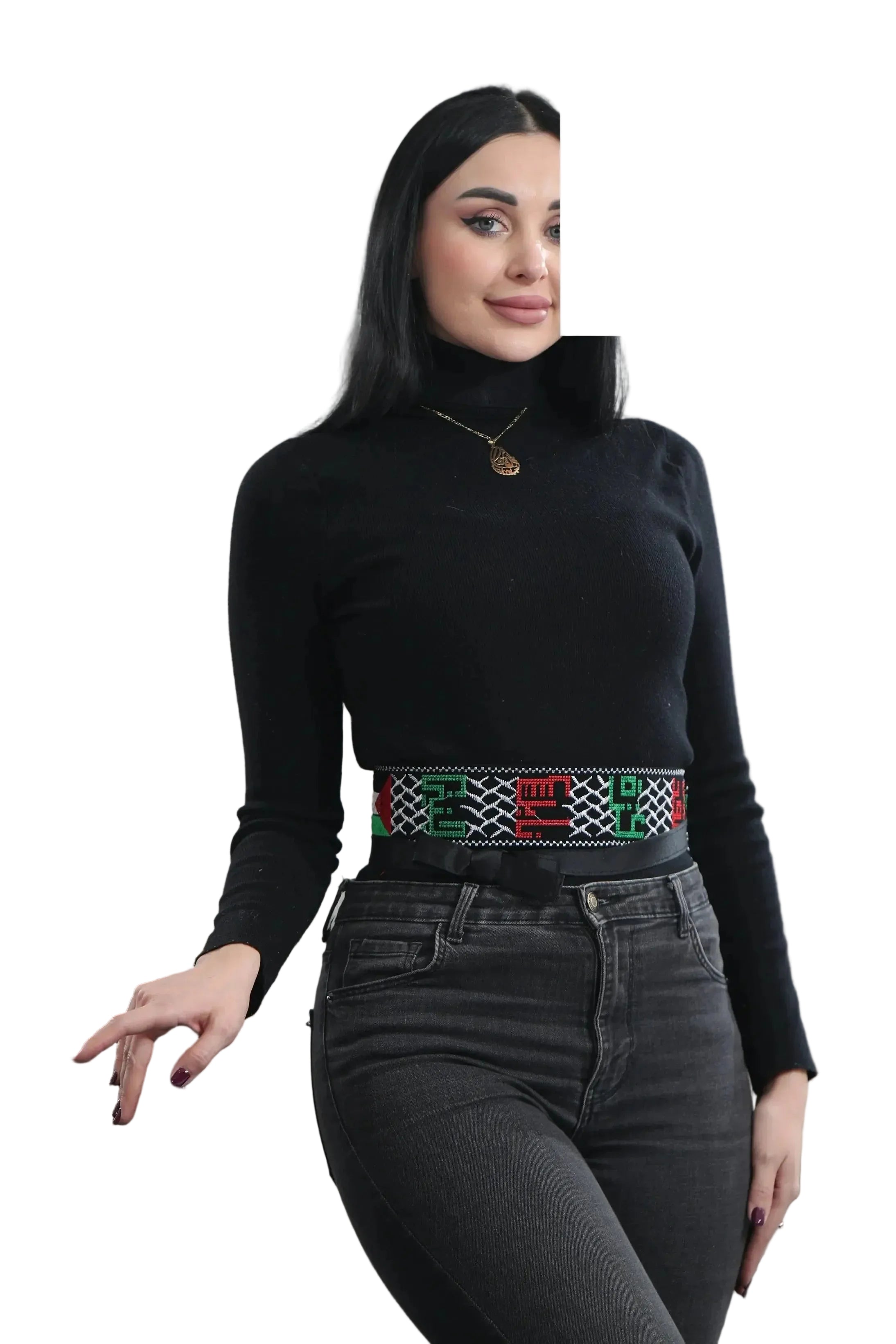 Palestine Cities & Flag Embroidered Belt Palestinian Elegance