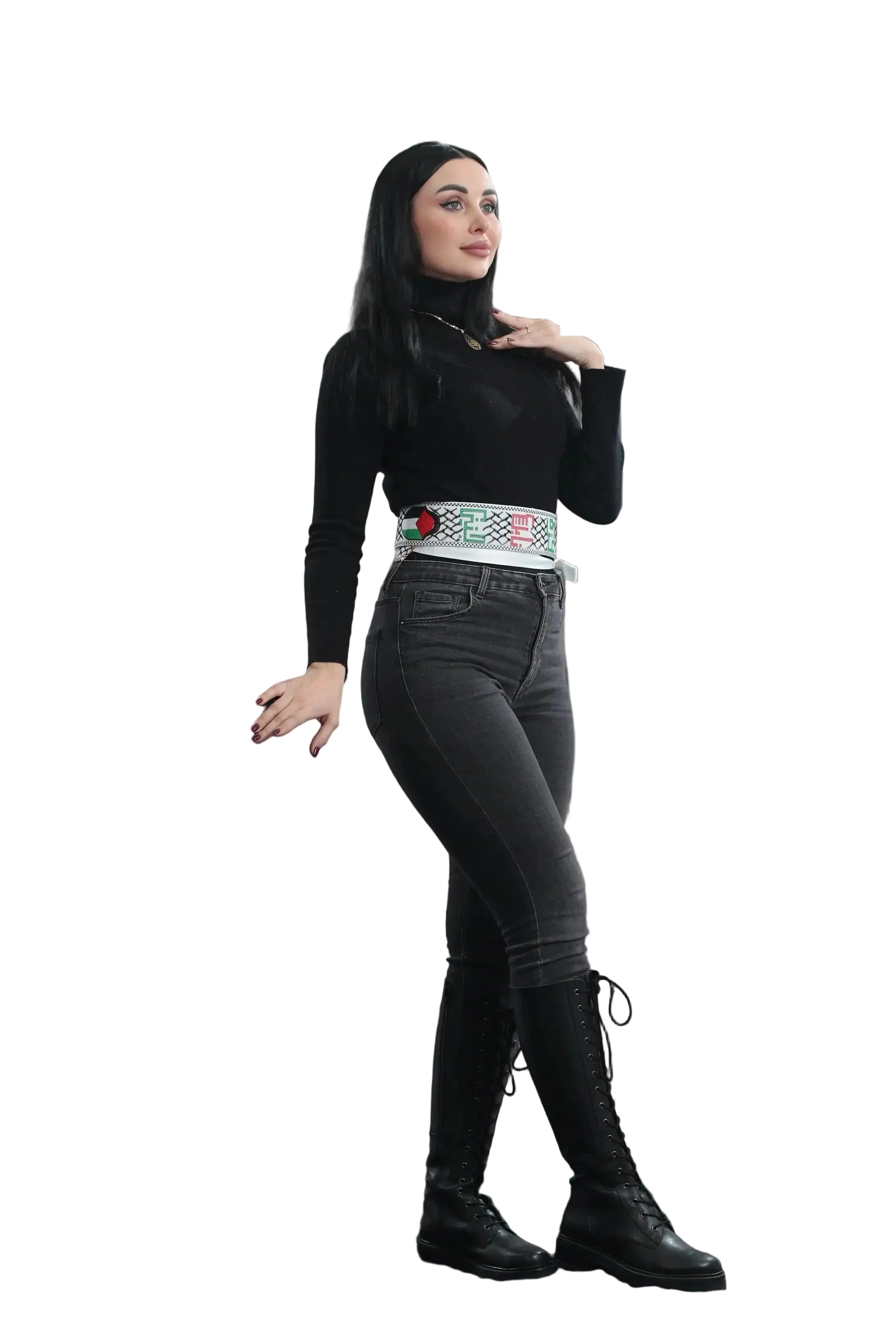 Palestine Cities & Flag Embroidered Belt Palestinian Elegance