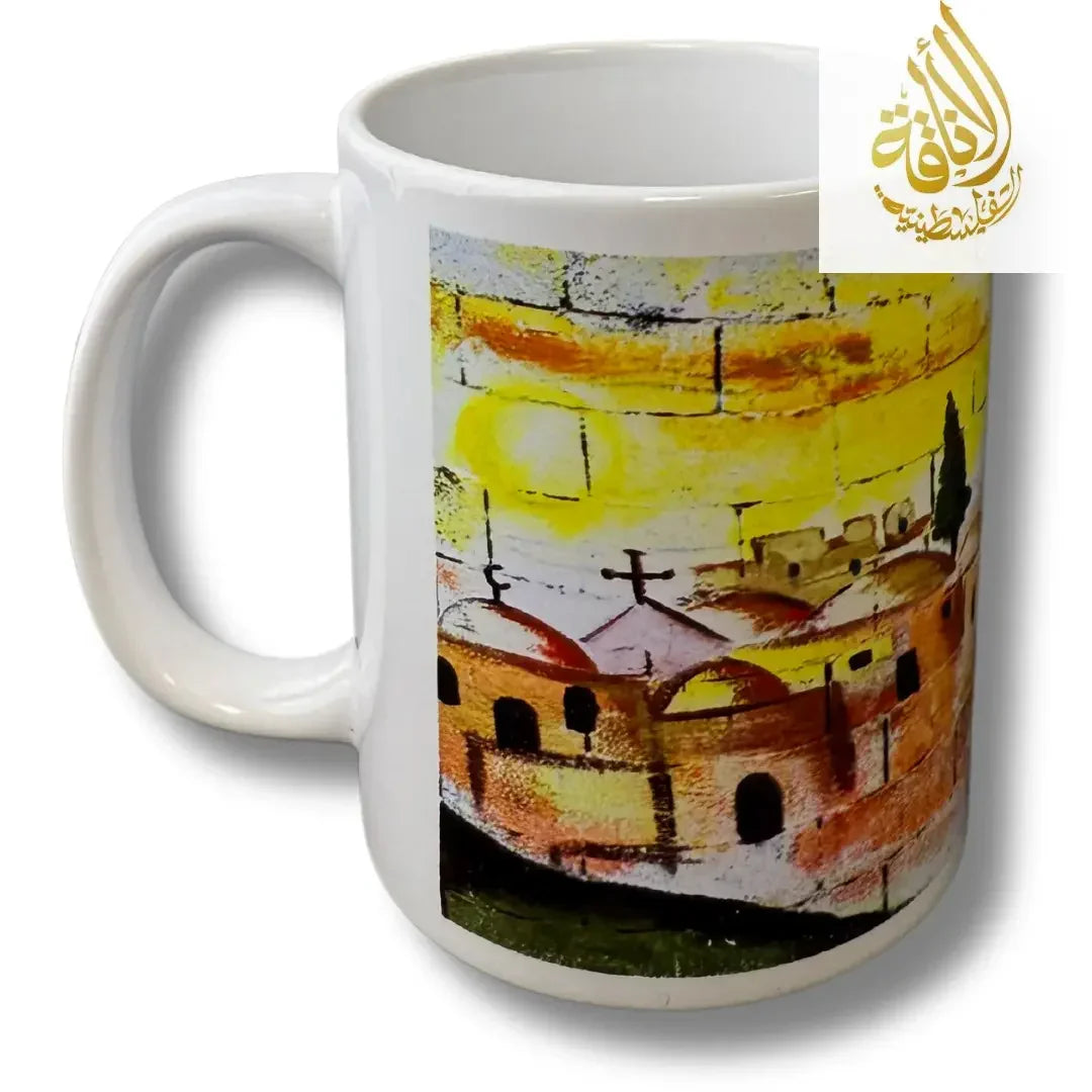 Palestine Coffee Cups with Diverse Palestinian Symbols Palestinian Elegance