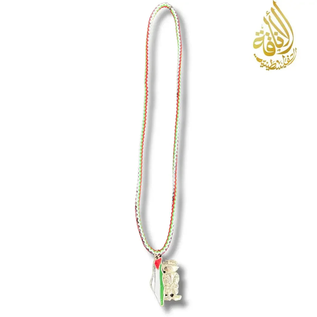 Palestine Colorful Rope Necklace with Handcuffed Man Pendant Palestinian Elegance