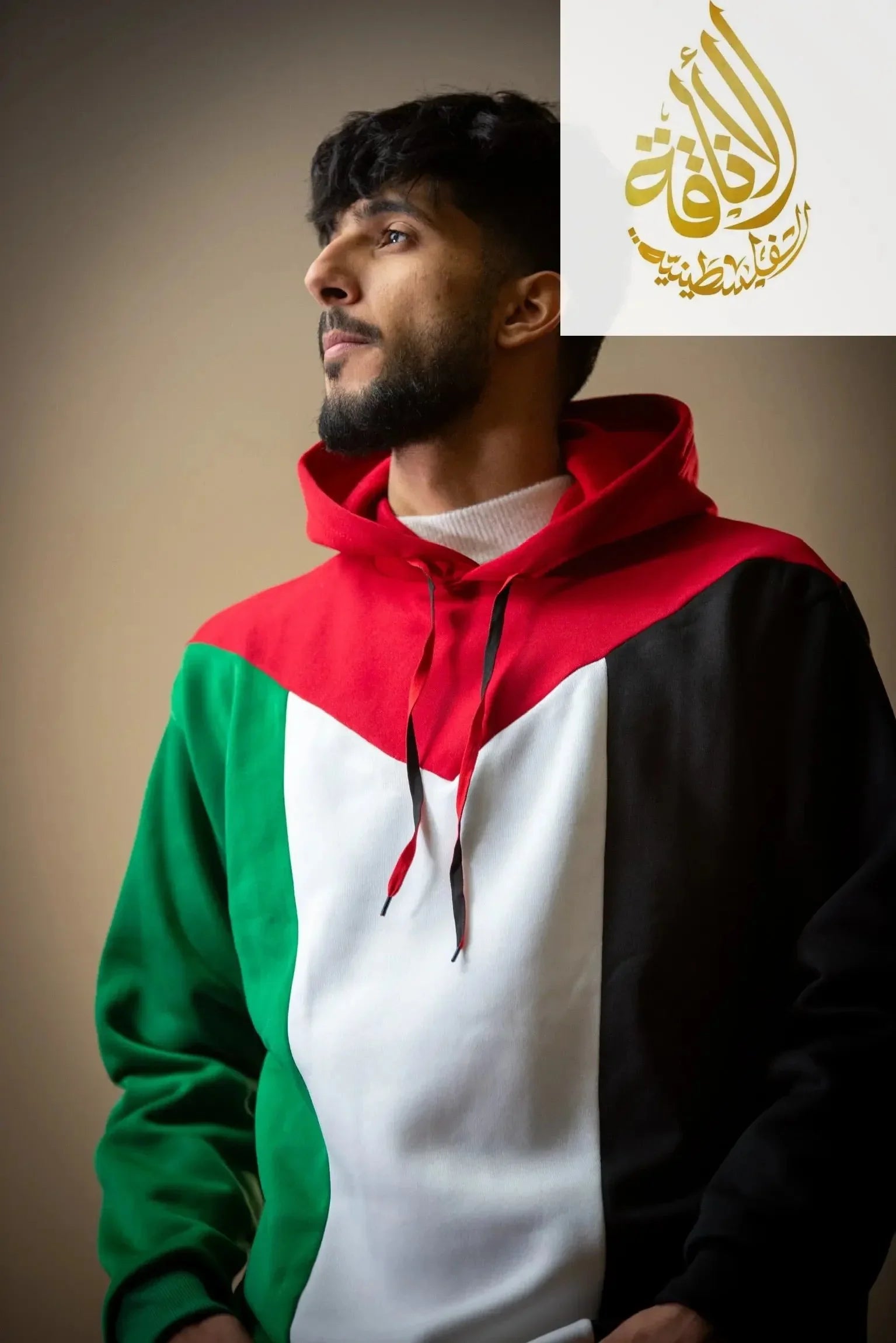 Palestine Flag Hoodie with Red Kuffiyeh Sleeves - Stylish and Unique Apparel Palestinian Elegance
