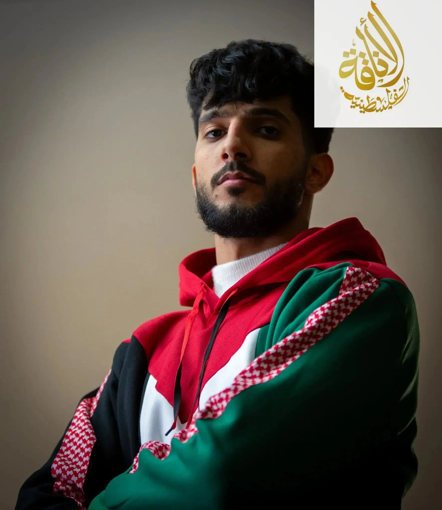 Palestine Flag Hoodie with Red Kuffiyeh Sleeves - Stylish and Unique Apparel Palestinian Elegance