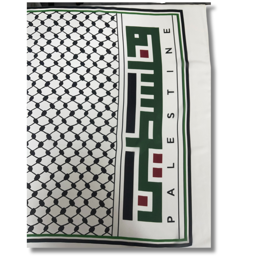 Palestine Written and Kuffiyeh Hijab Design Palestinian Elegance