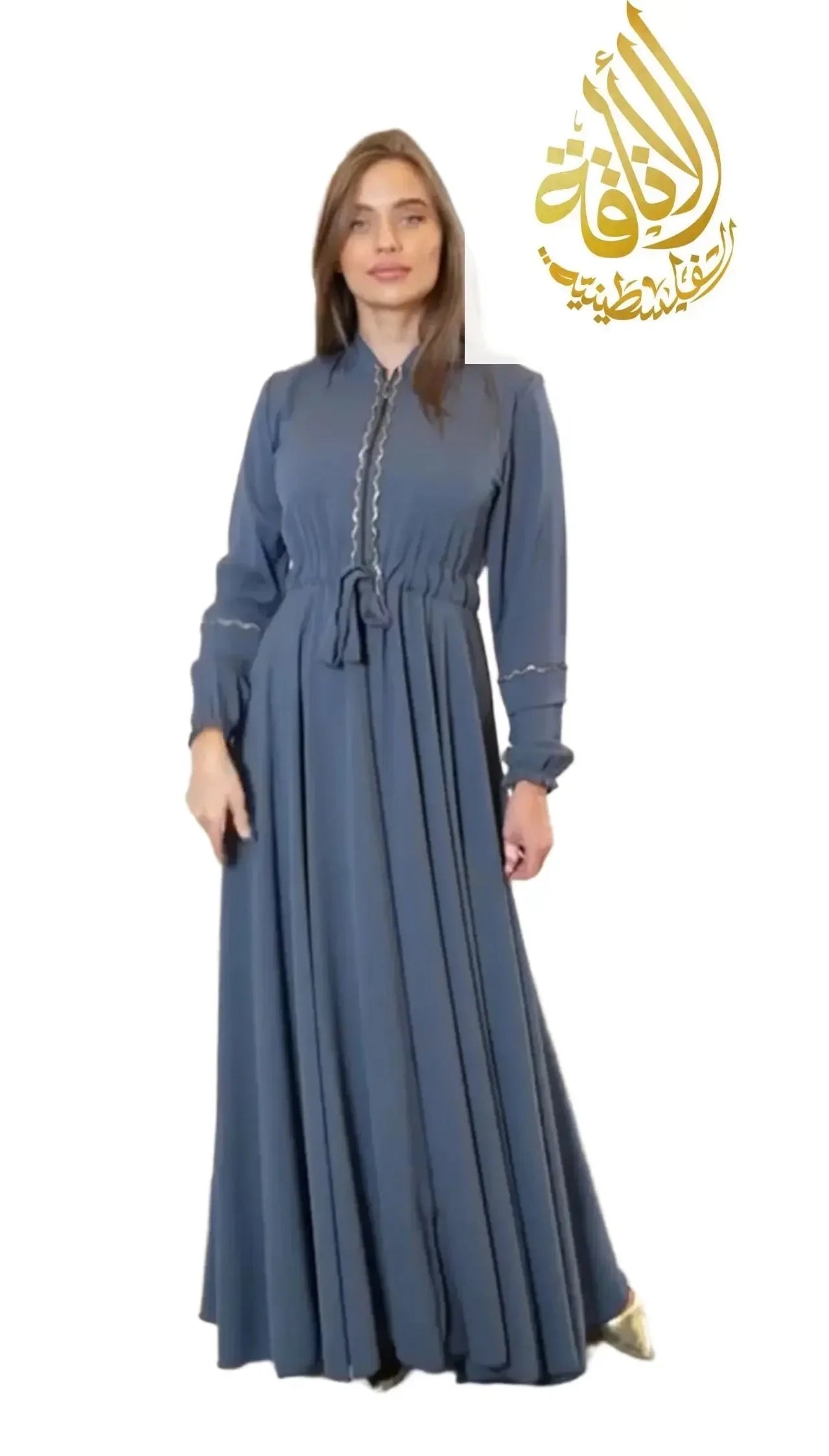 Palestinian Elegance Timeless Youra Abaya with Embroidery Palestinian Elegance