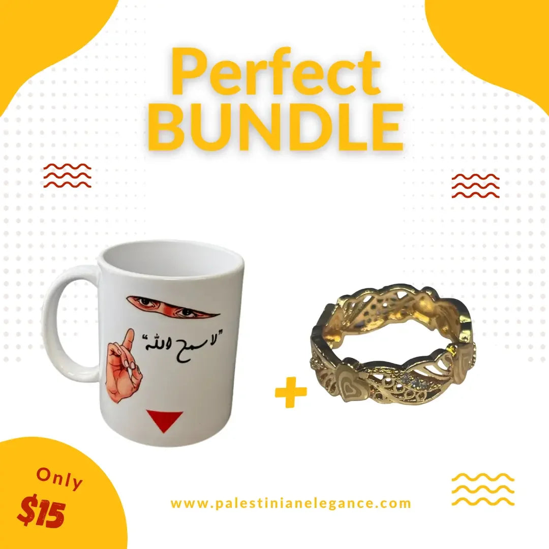 Timeless Elegance Bundle: Dibleh Ring & Abu Obaida Cup Palestinian Elegance
