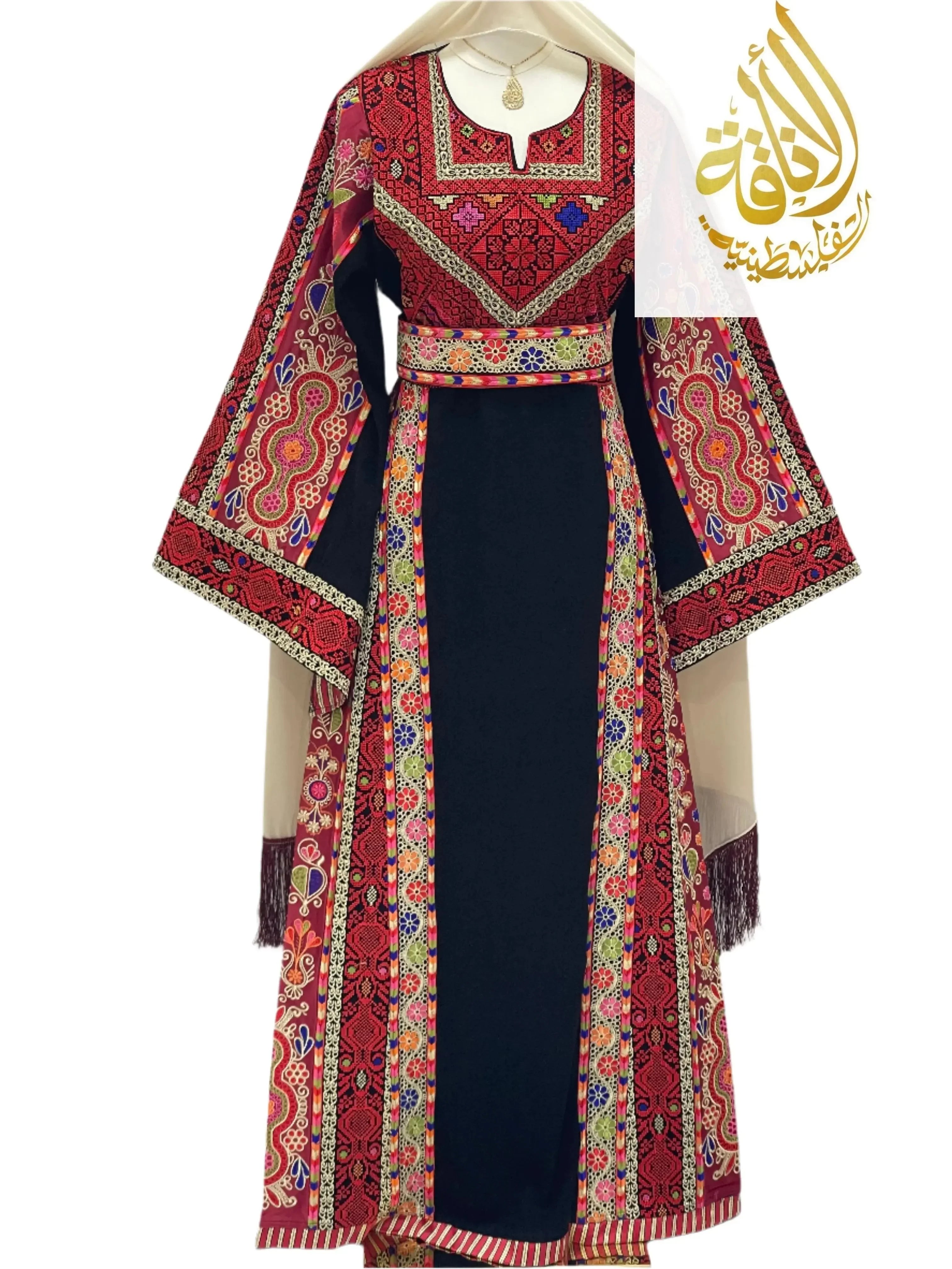 Ranen Malika Thoub – Luxurious Black Kasab Elegance - Palestinian Elegance