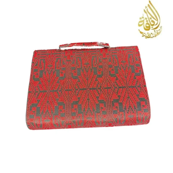 Palestinian Elegance red kuffiyeh handbag with intricate traditional embroidery in a bundle