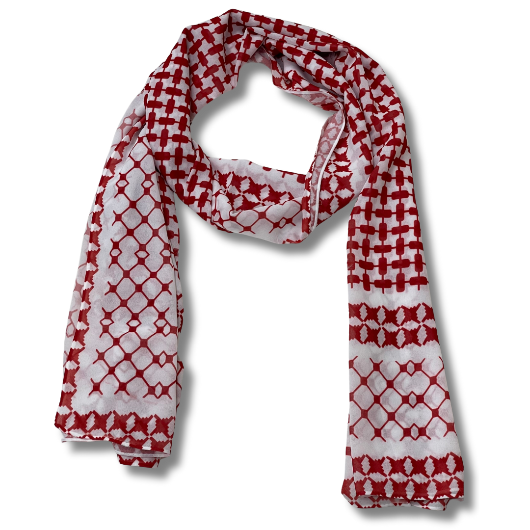 Red Kuffiyeh Hijab - Stylish and Versatile Headscarf for Everyday Wear Palestinian Elegance