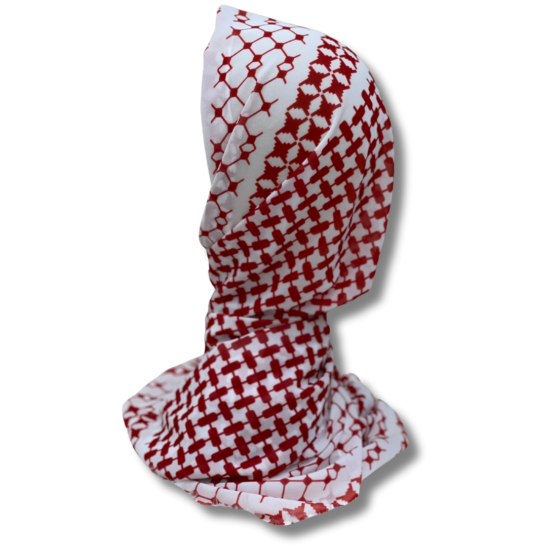 Red Kuffiyeh Hijab - Stylish and Versatile Headscarf for Everyday Wear Palestinian Elegance
