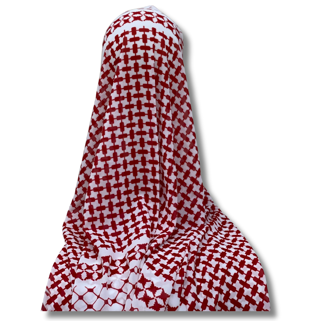Red Kuffiyeh Hijab - Stylish and Versatile Headscarf for Everyday Wear Palestinian Elegance
