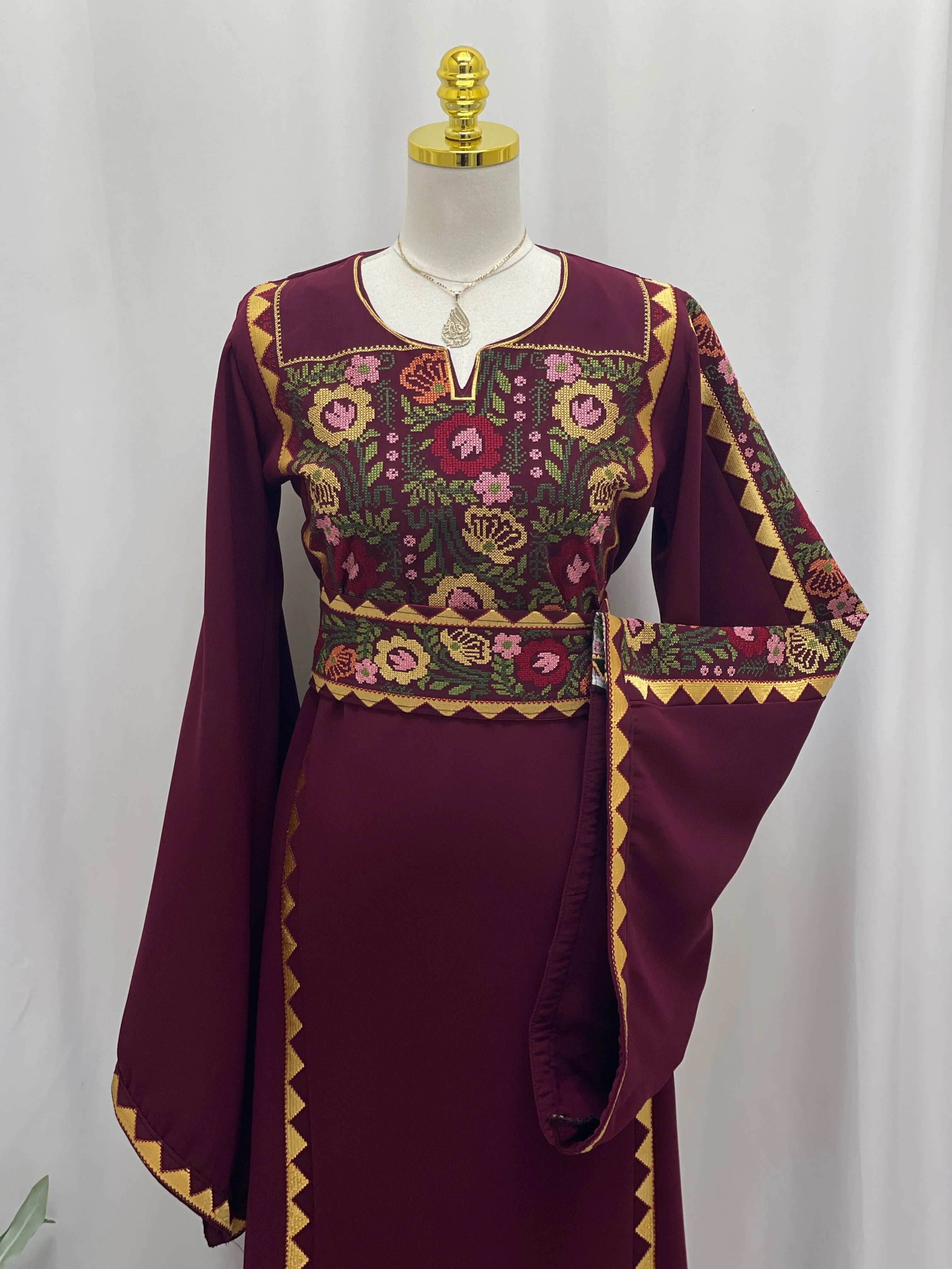 Riyahin Embroidered Thobe Palestinian Elegance