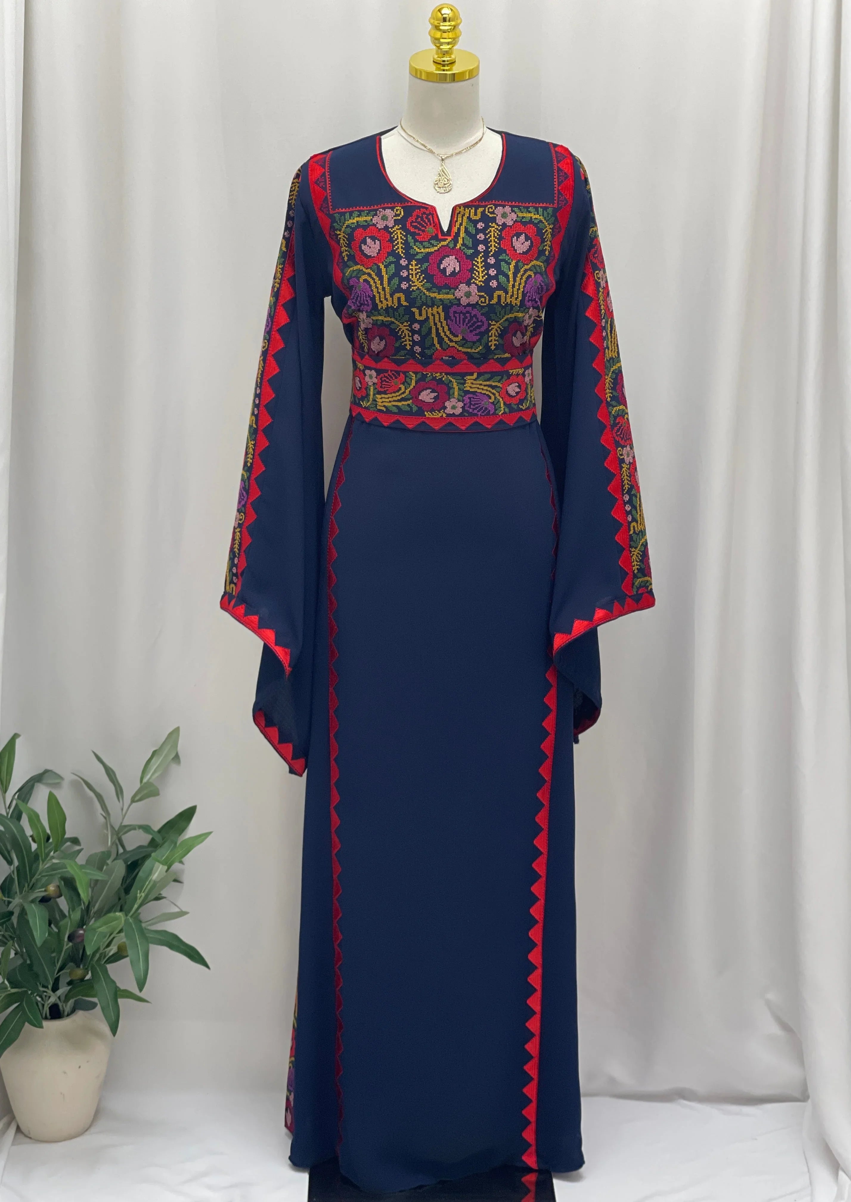 Riyahin Embroidered Thobe Palestinian Elegance