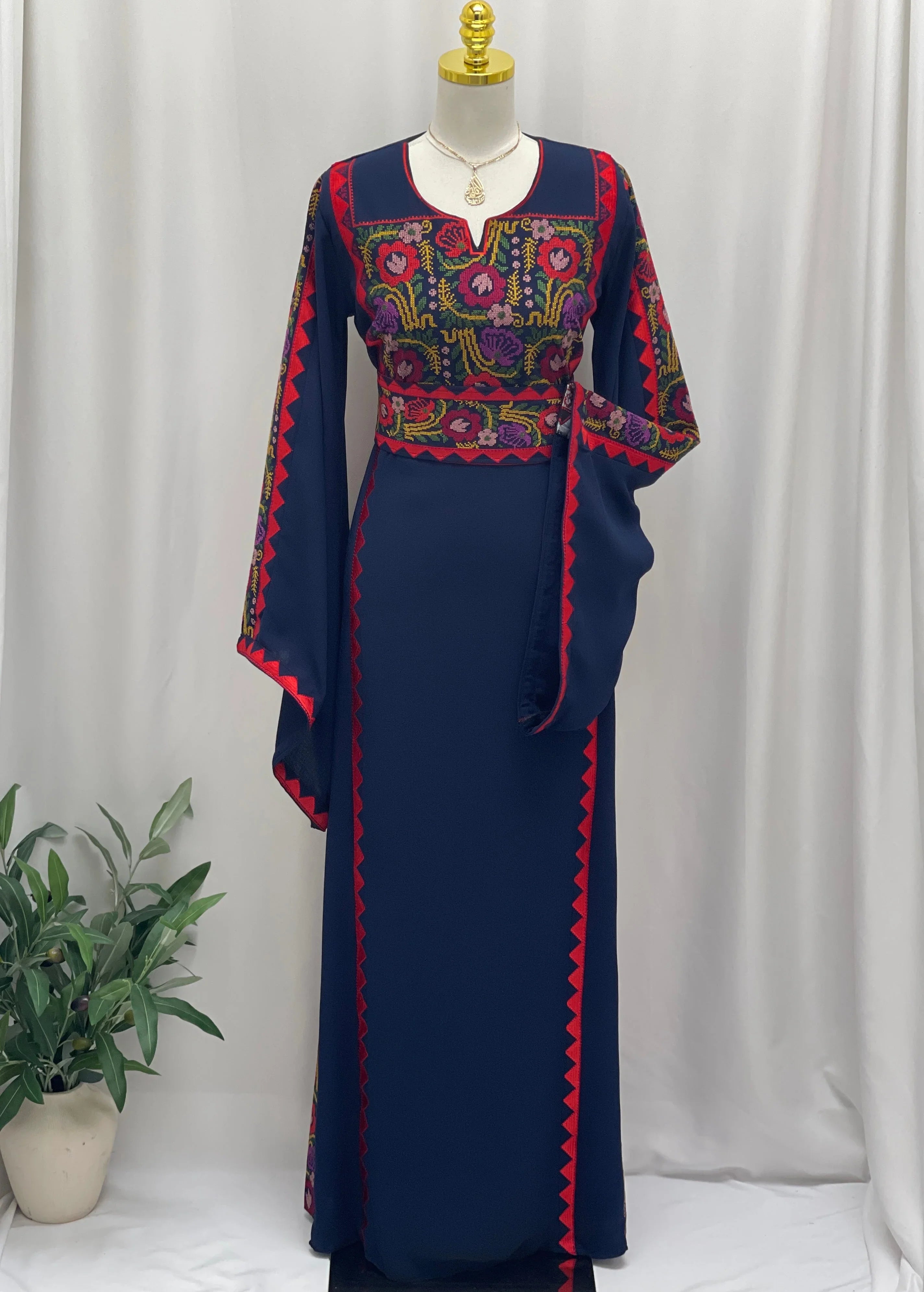 Riyahin Embroidered Thobe Palestinian Elegance