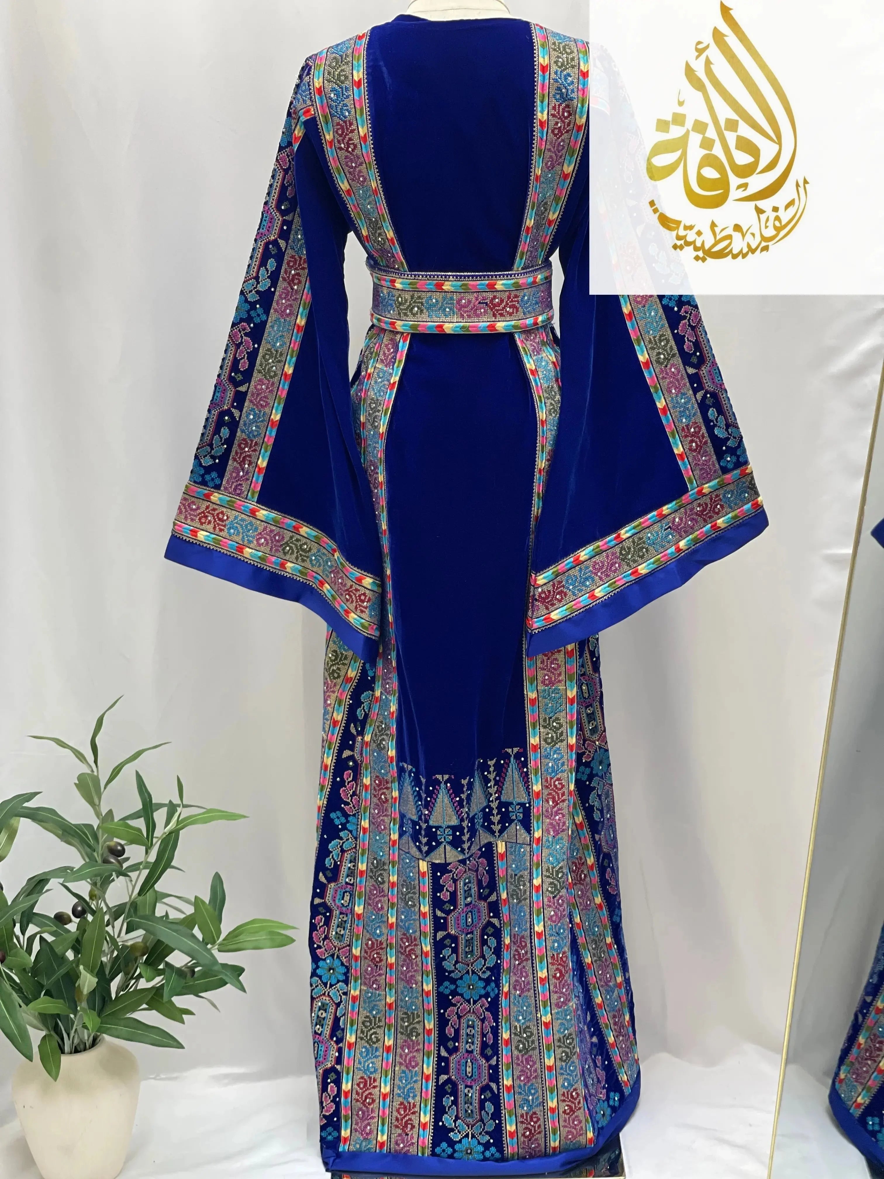Royal Blue Embroidered Velvet Palestinian Elegance