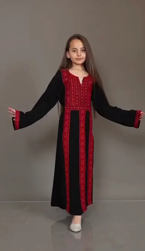 Teen Embroidery Abaya: Elegance and Style for Young Fashionistas Palestinian Elegance