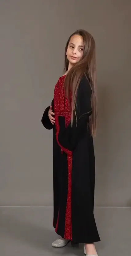 Teen Embroidery Abaya: Elegance and Style for Young Fashionistas Palestinian Elegance