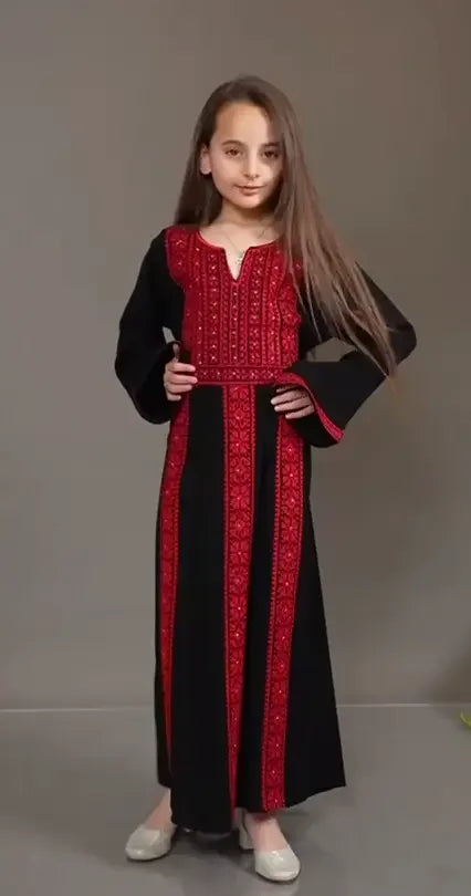Teen Embroidery Abaya: Elegance and Style for Young Fashionistas Palestinian Elegance