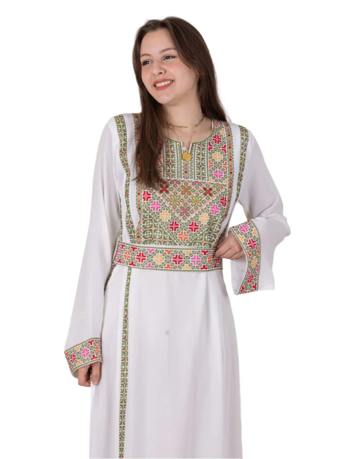 Simple 4 Vin Embroidered Thoub – Timeless Elegance & Modern Tradition - Palestinian Elegance