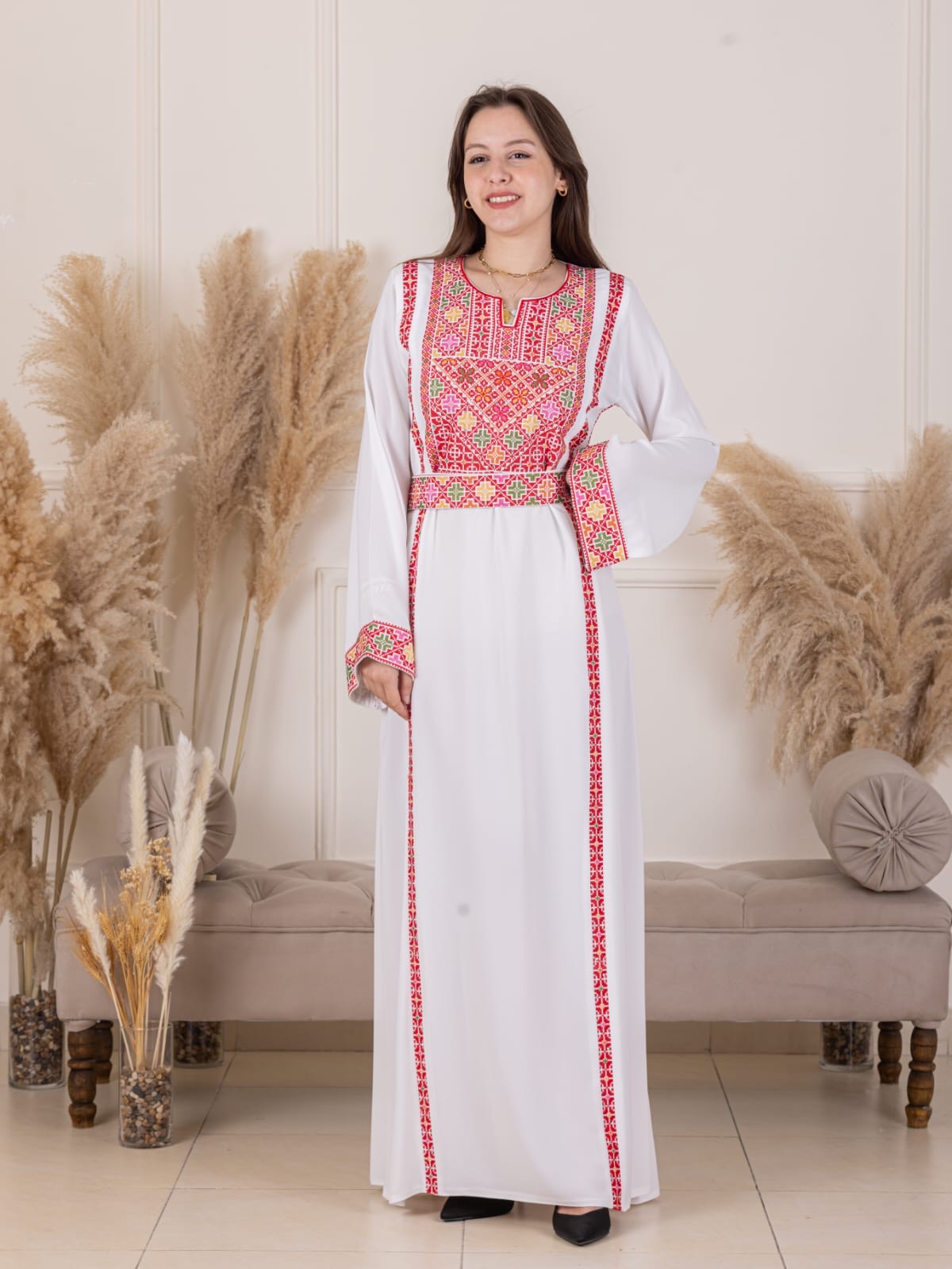 Simple 4 Vin Embroidered Thoub – Timeless Elegance & Modern Tradition - Palestinian Elegance