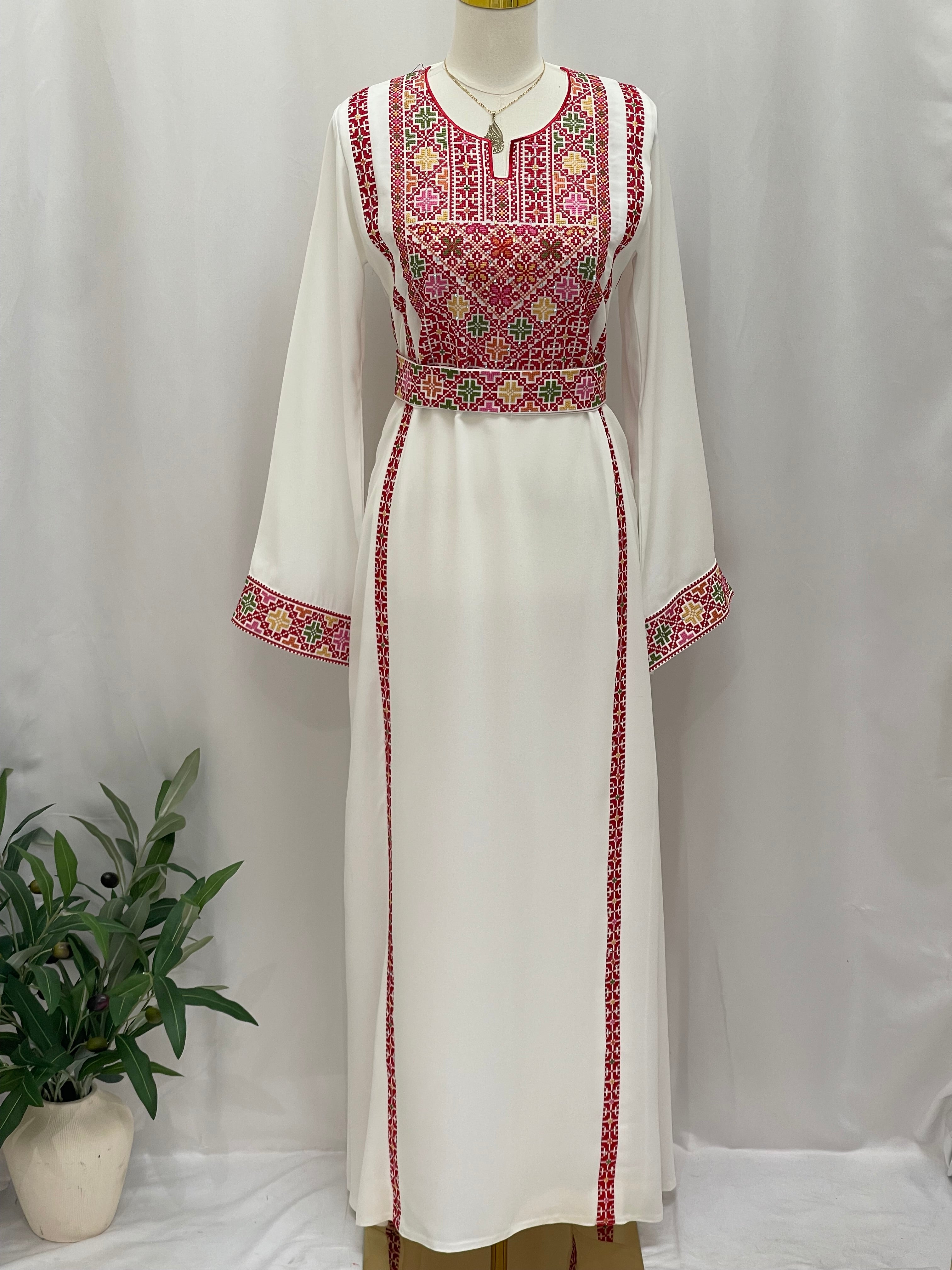 Simple 4 Vin Embroidered Thoub – Timeless Elegance & Modern Tradition - Palestinian Elegance