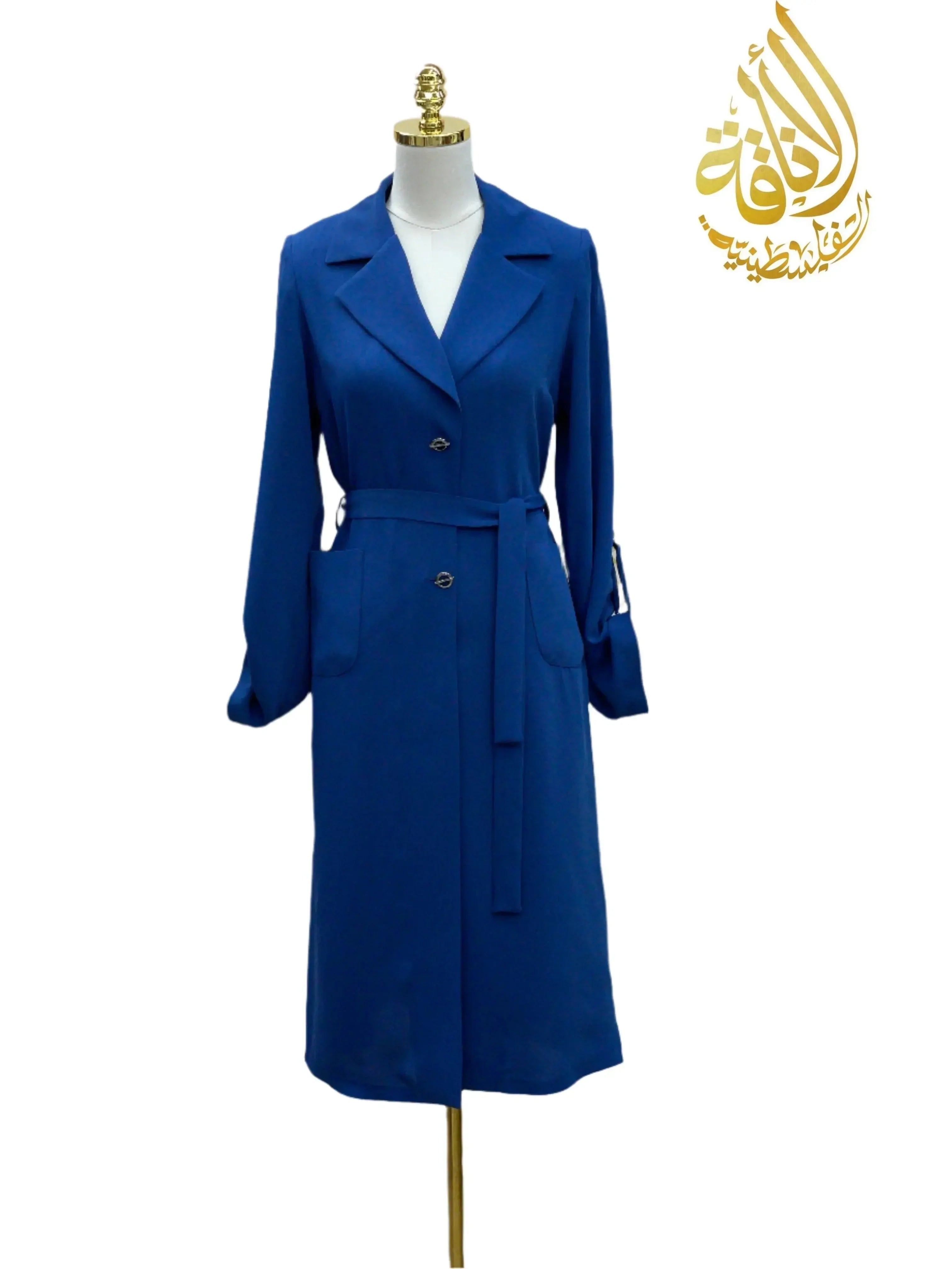 Sophisticated Elegance: Long Modest Light Trench Blazer Palestinian Elegance