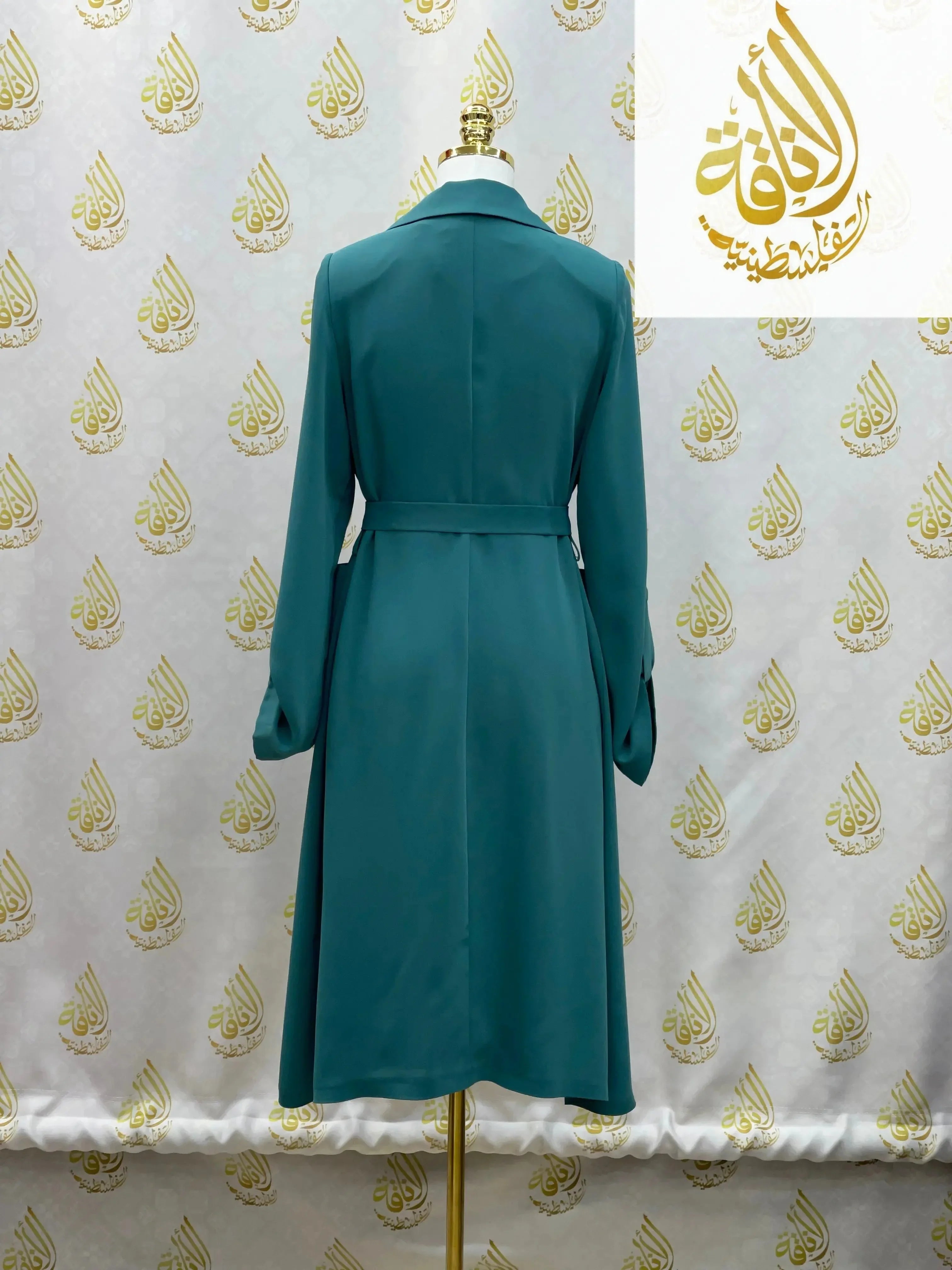 Sophisticated Elegance: Long Modest Light Trench Blazer Palestinian Elegance