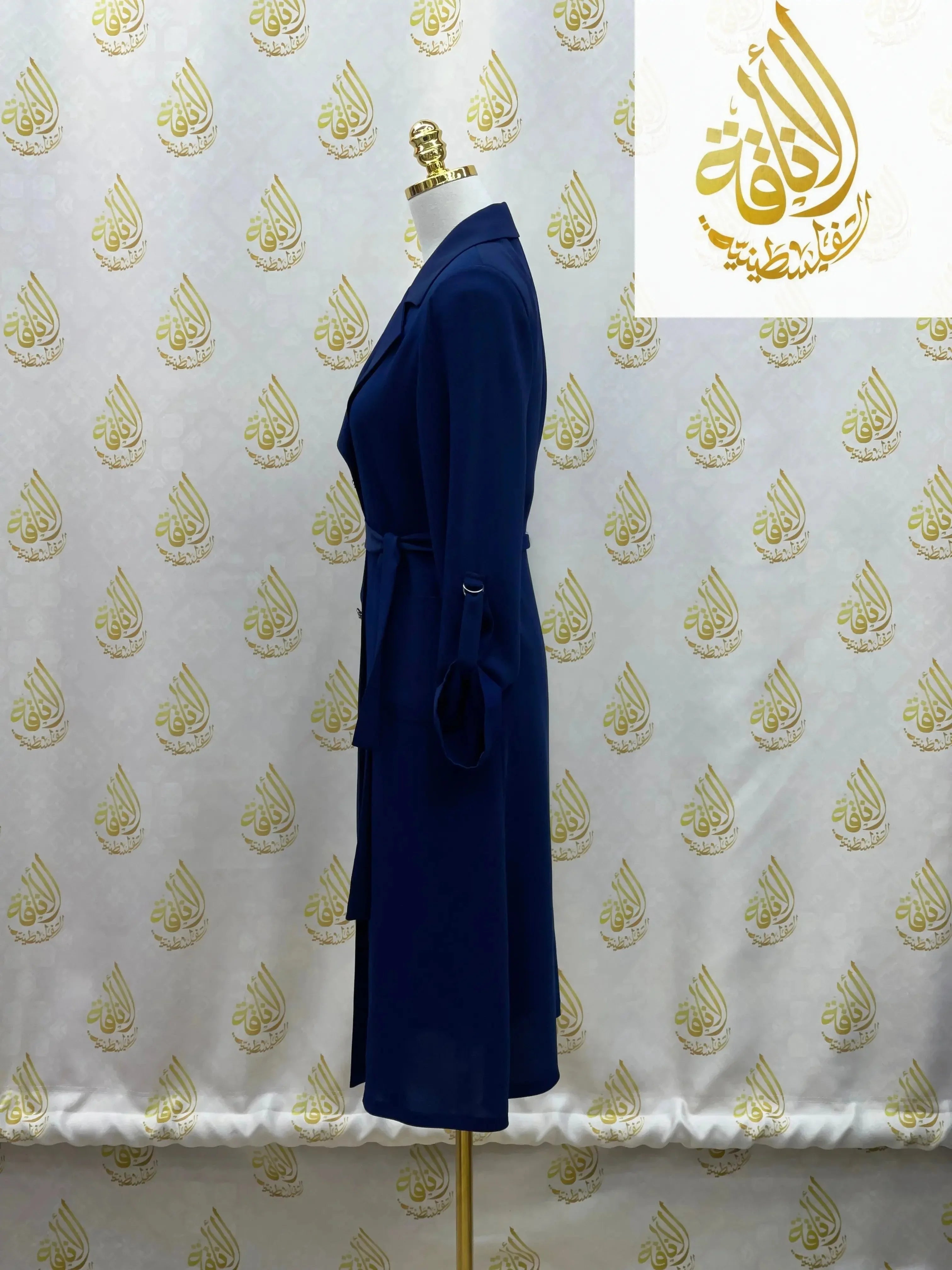 Sophisticated Elegance: Long Modest Light Trench Blazer Palestinian Elegance