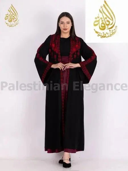 Sumayyah Embroidered Dress Set | Elegant Modest Cardigan Outfit - Palestinian Elegance