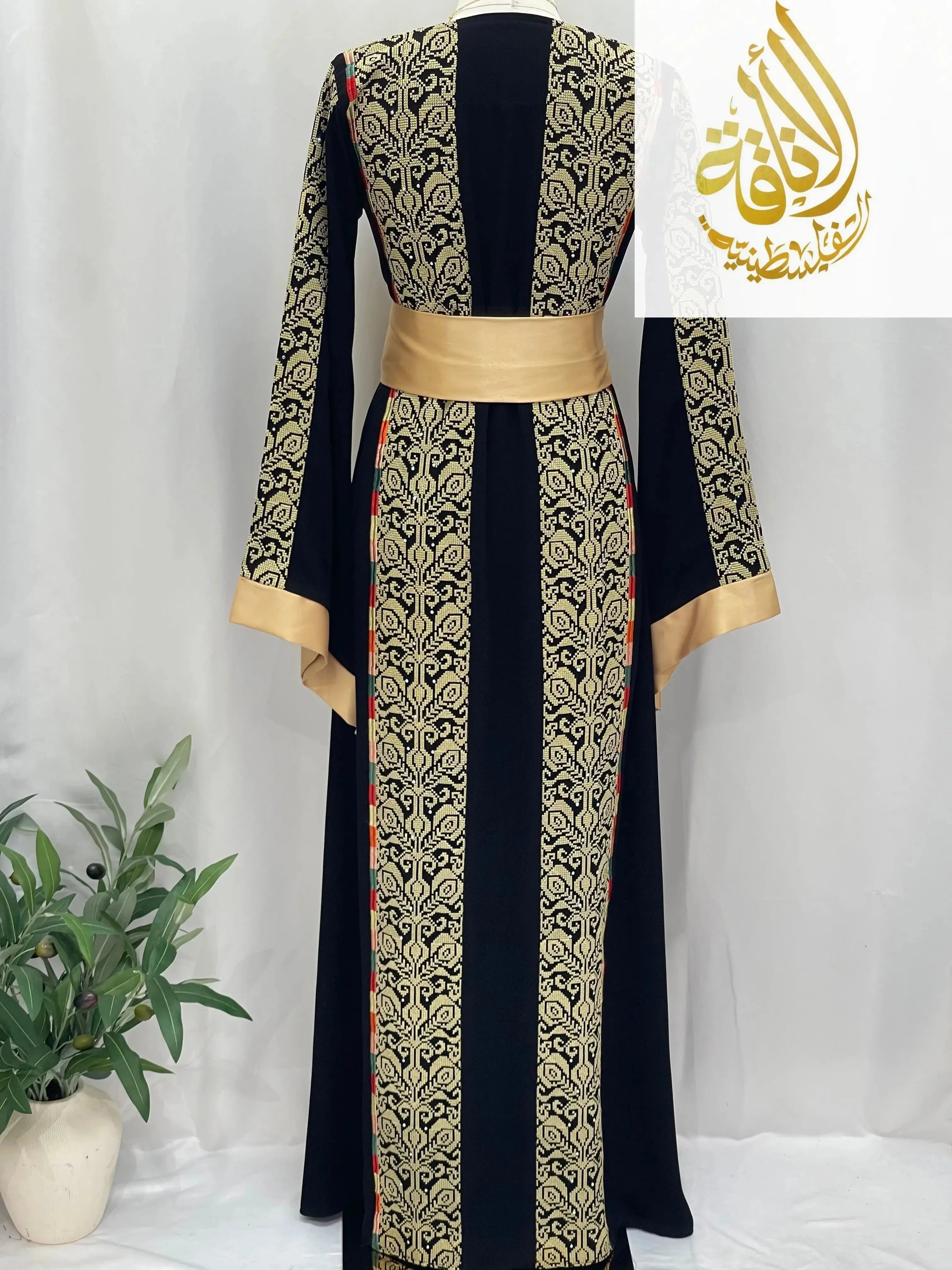 Sunset Ember Embroidered Thoub – Traditional Silhouette, Modern Elegance - Palestinian Elegance