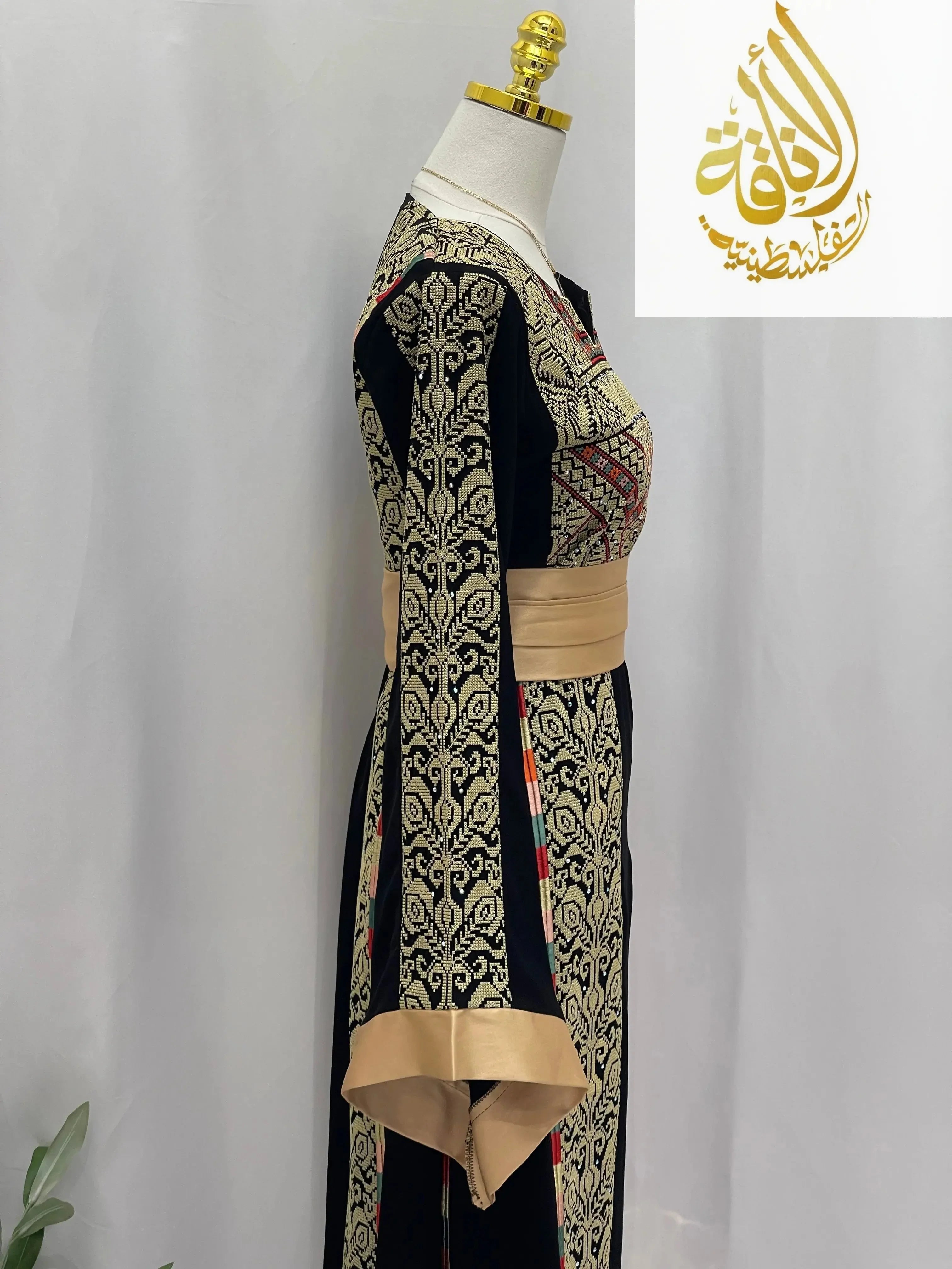 Sunset Ember Embroidered Thoub – Traditional Silhouette, Modern Elegance - Palestinian Elegance