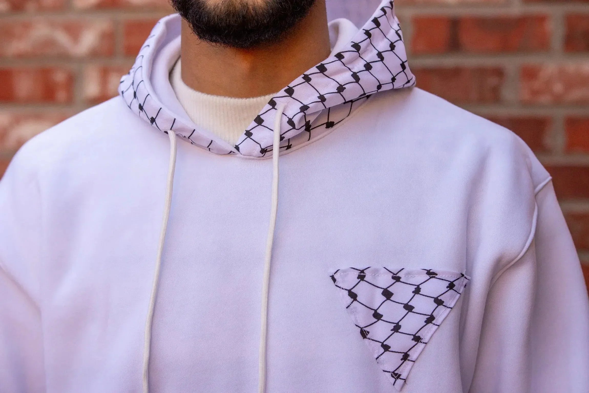 Unisex Kufiyeh Print Pullover Hoodie - Authentic Palestinian Cultural Statement Design Palestinian Elegance