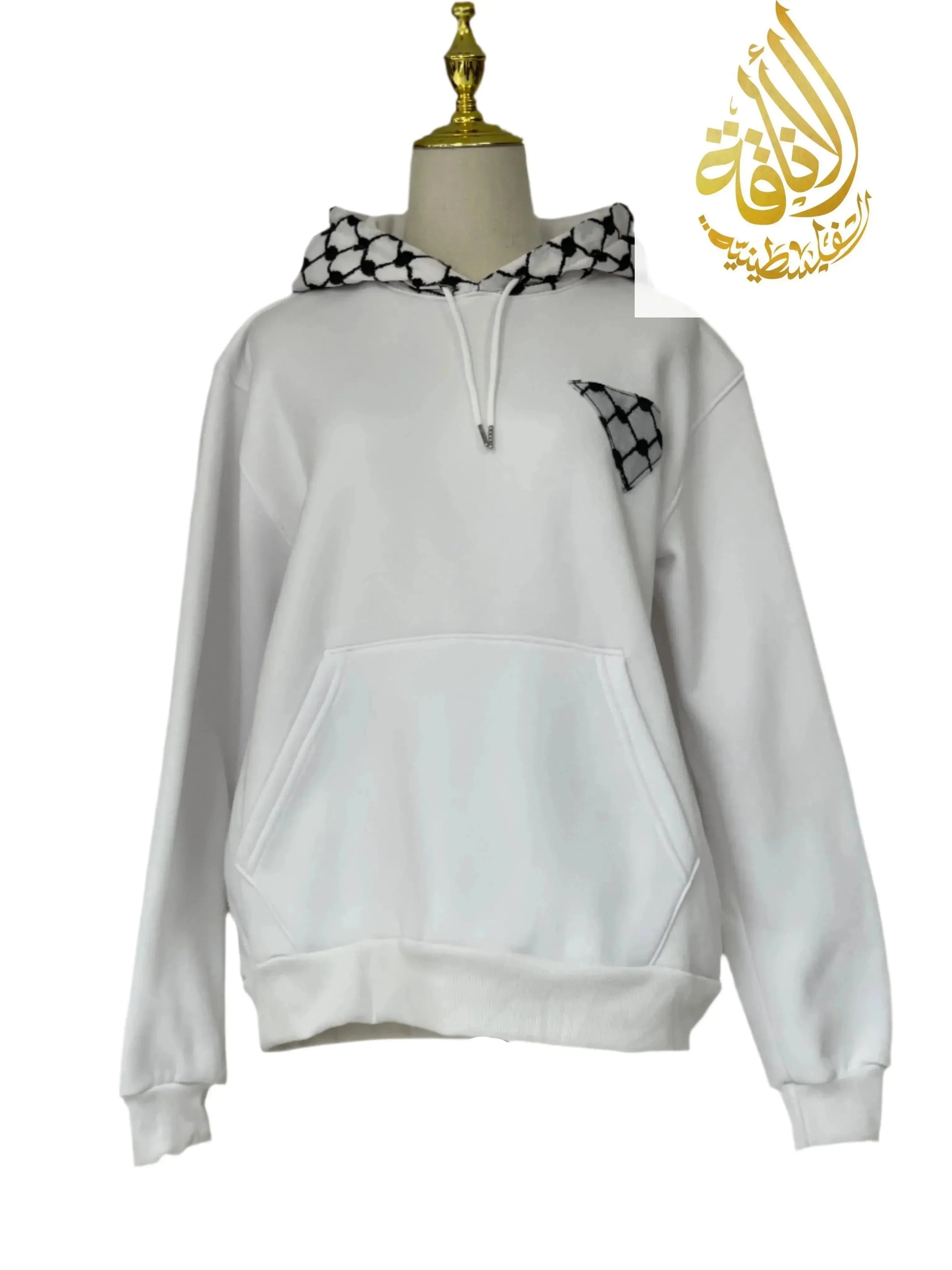 Unisex Kufiyeh Print Pullover Hoodie - Authentic Palestinian Cultural Statement Design Palestinian Elegance