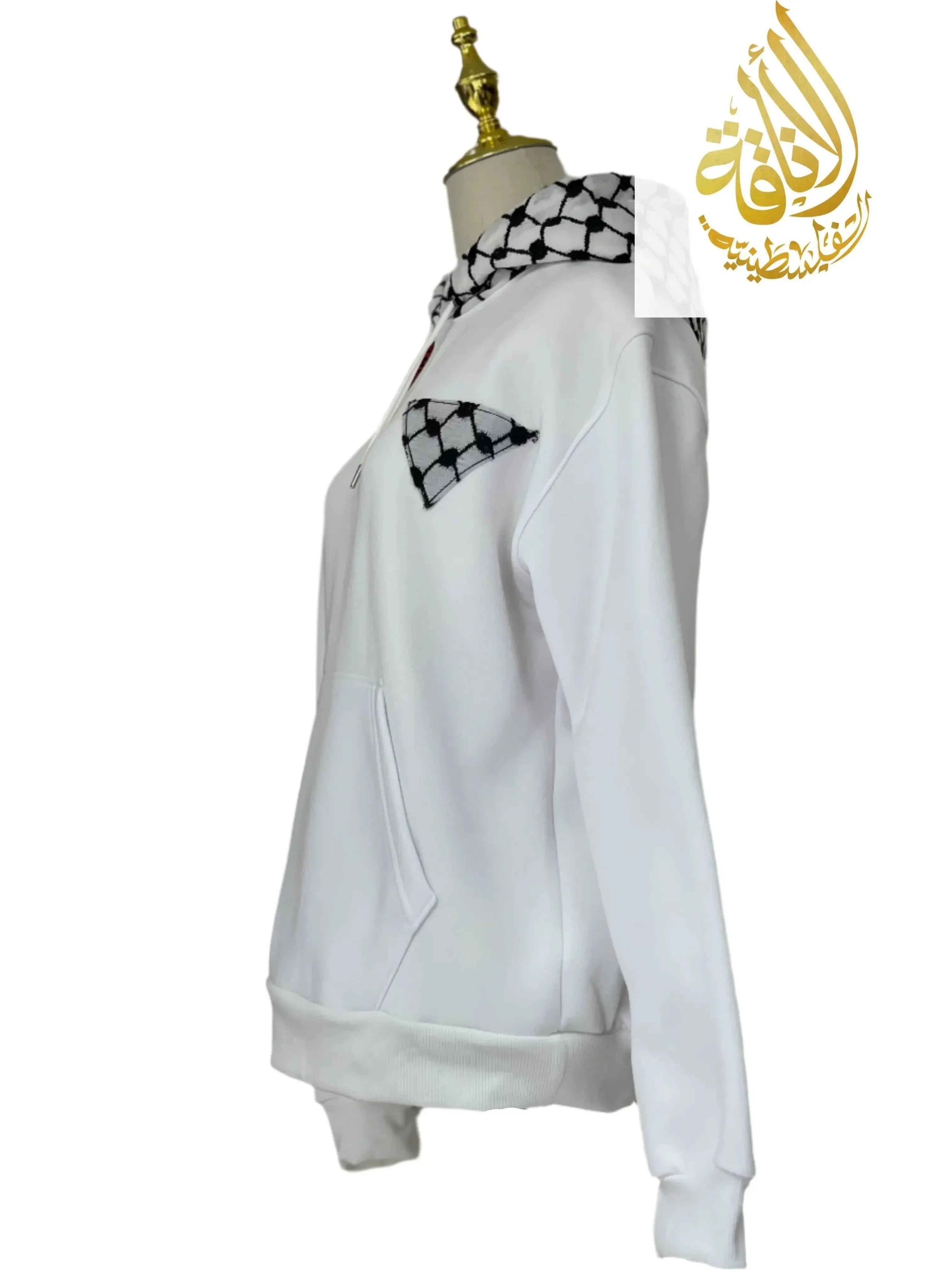 Unisex Kufiyeh Print Pullover Hoodie - Authentic Palestinian Cultural Statement Design Palestinian Elegance