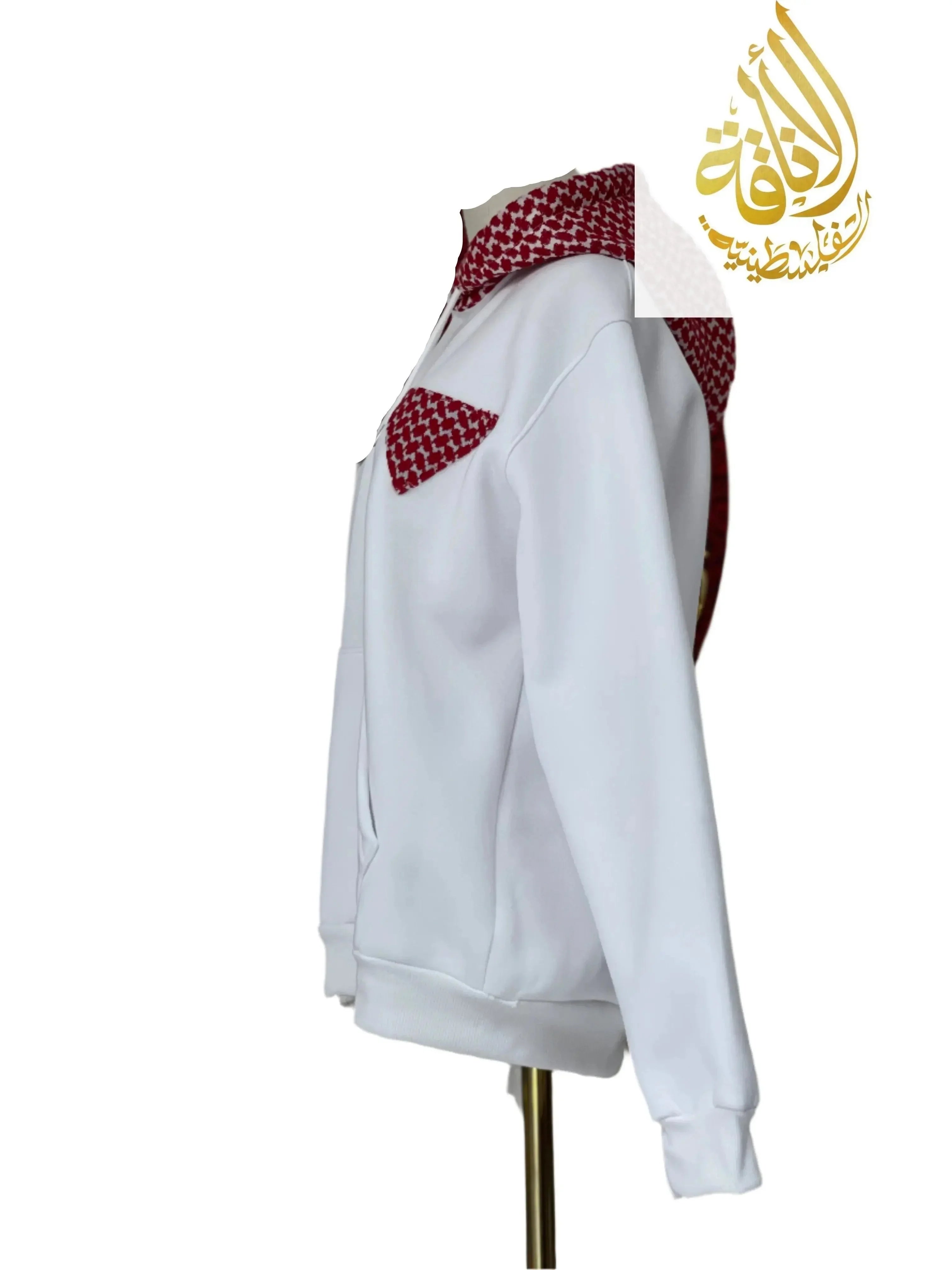 Unisex Palestinian Kufiyeh Print Pullover Hoodie - Bold Heritage Red Cultural Apparel Palestinian Elegance