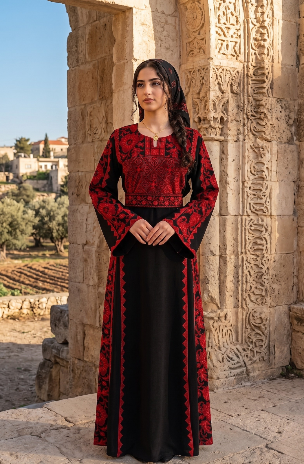 Modern Style Embroidered Thoub-adorned with beautiful embroidery