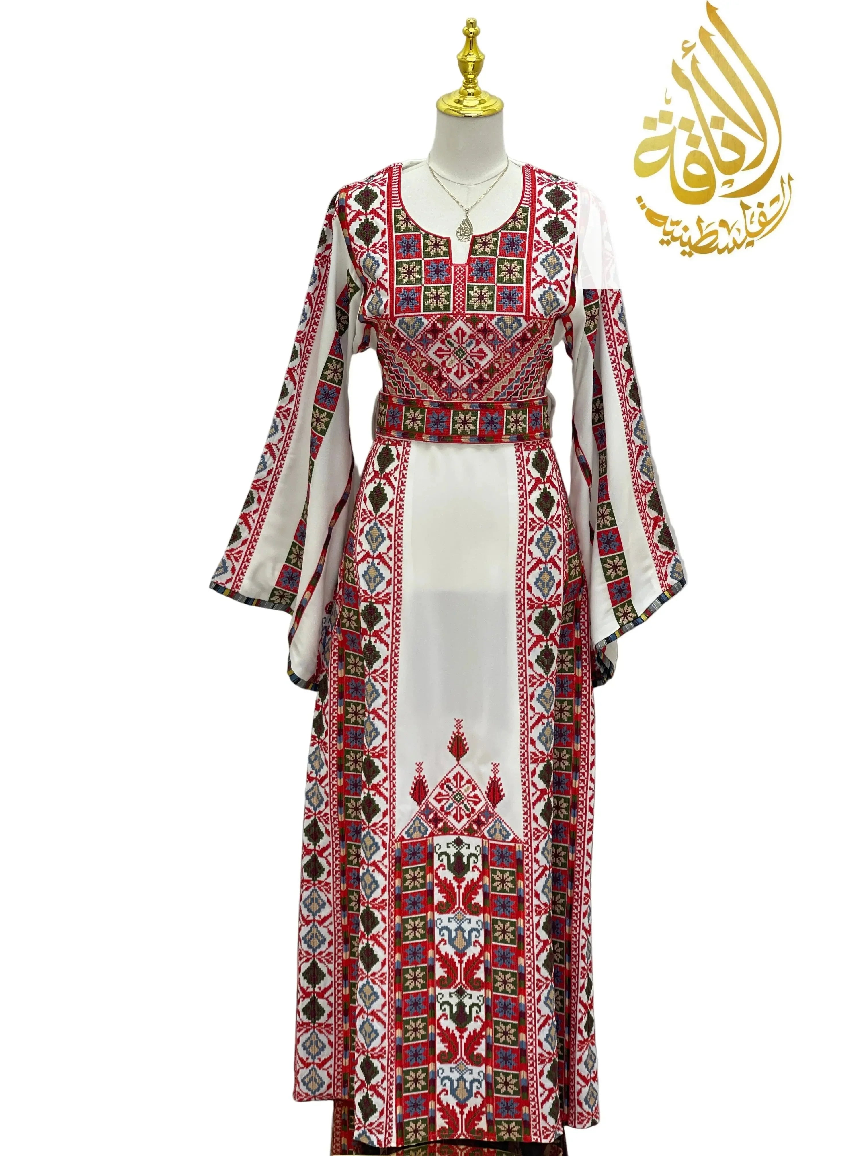 Whispering Waves Embroidered Palestinian Elegance Thoub Modern Elegance Palestinian Elegance