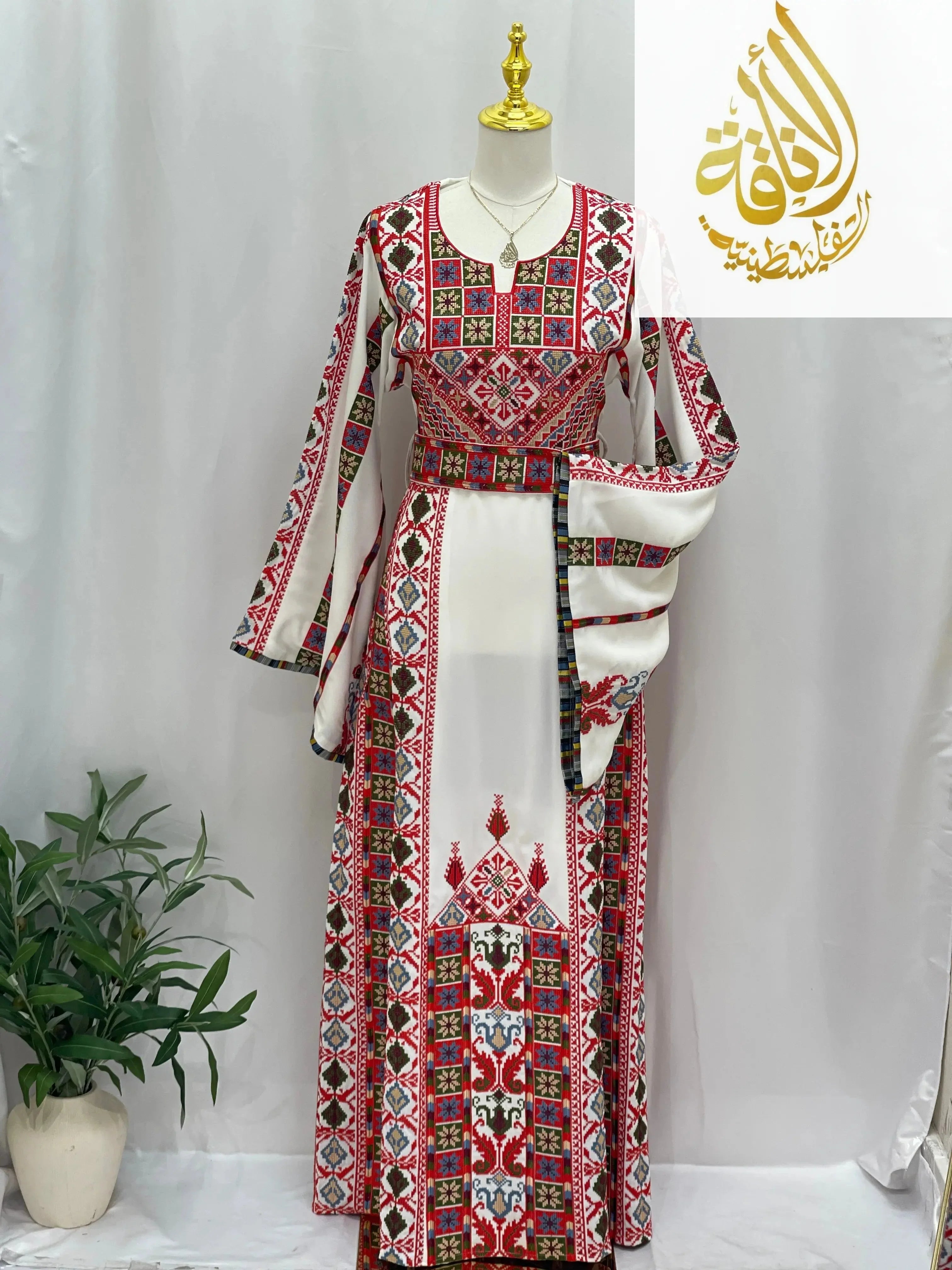 Whispering Waves Embroidered Palestinian Elegance Thoub Modern Elegance Palestinian Elegance