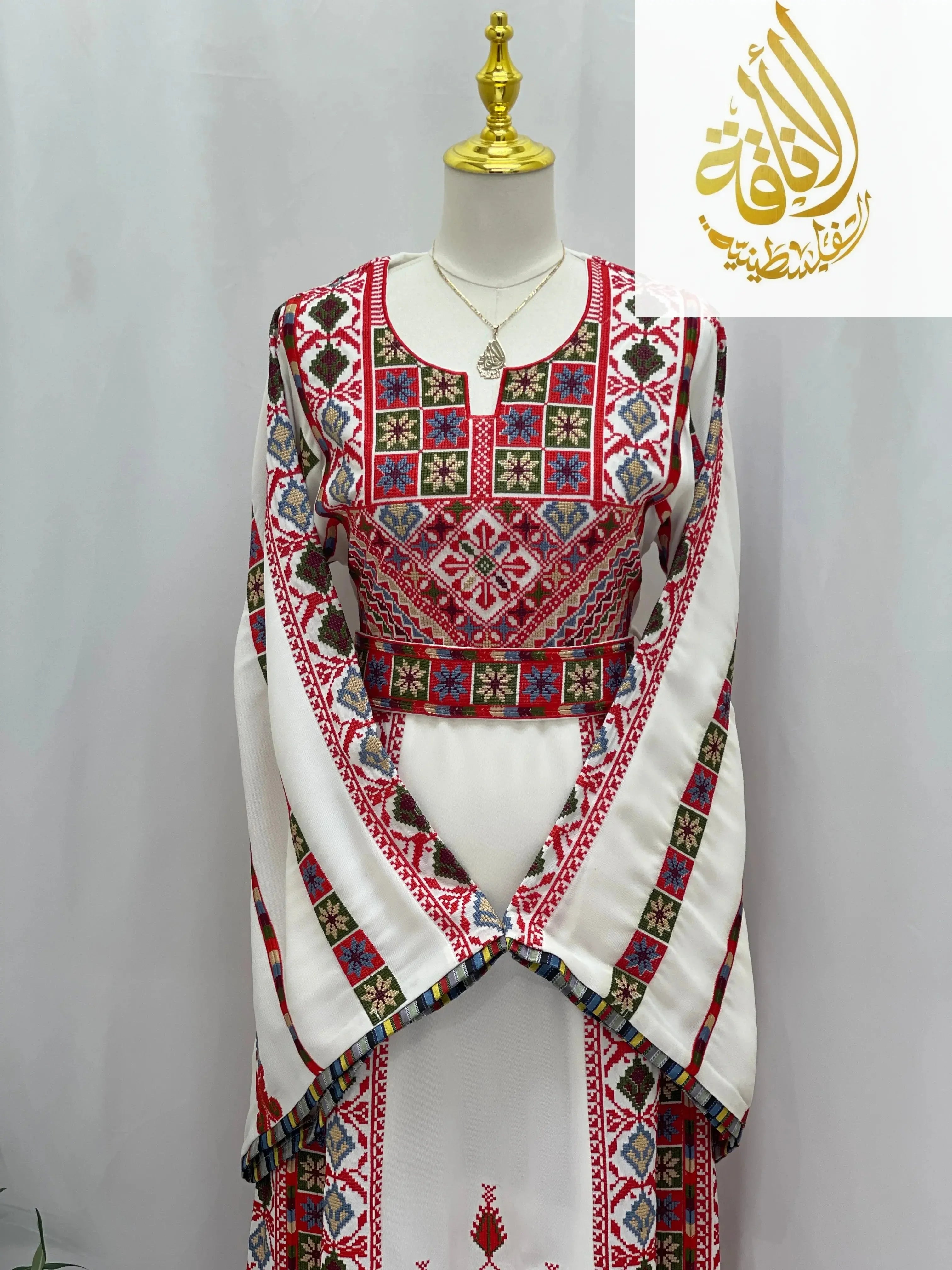 Whispering Waves Embroidered Palestinian Elegance Thoub Modern Elegance Palestinian Elegance