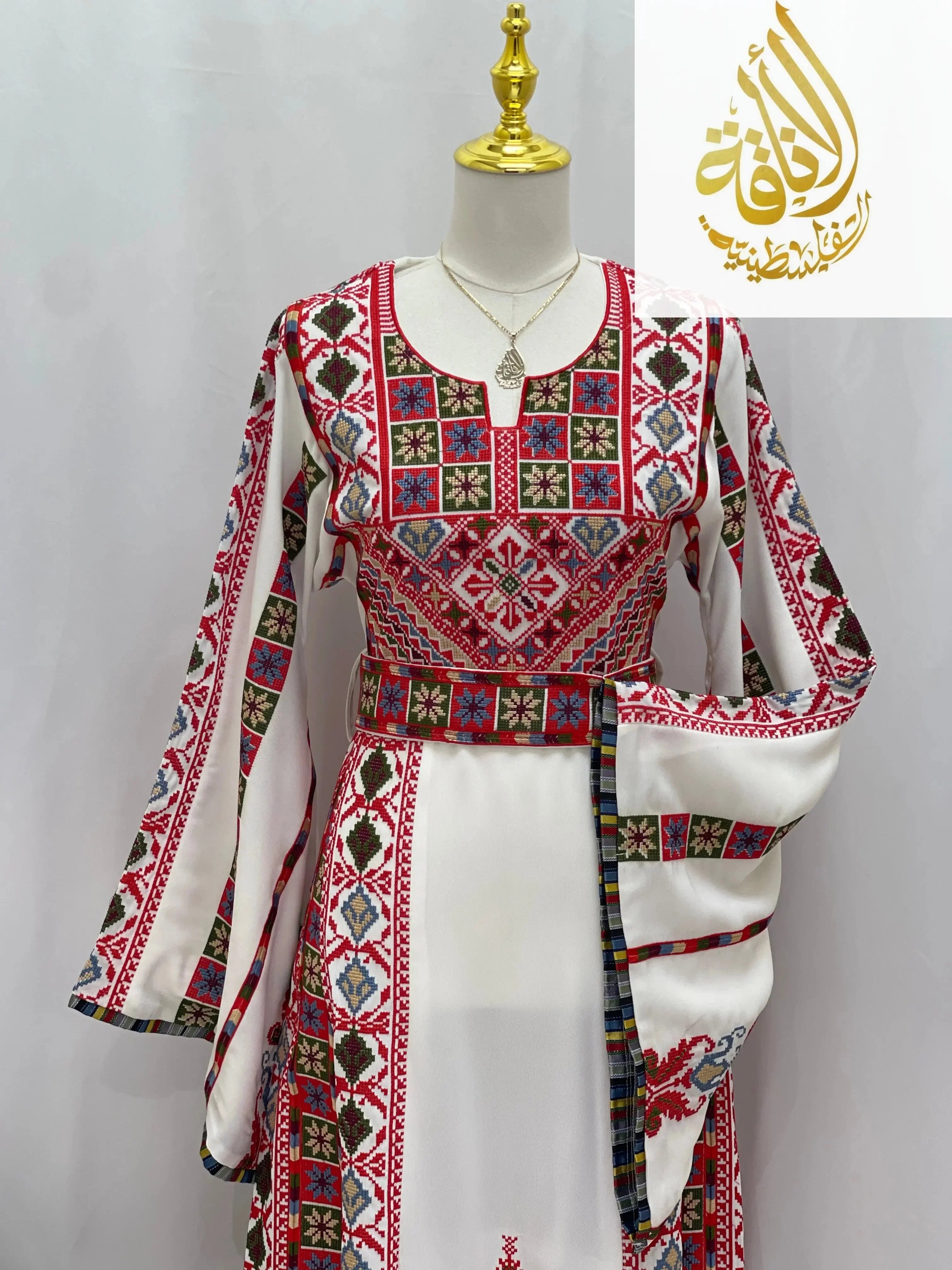 Whispering Waves Embroidered Palestinian Elegance Thoub Modern Elegance Palestinian Elegance