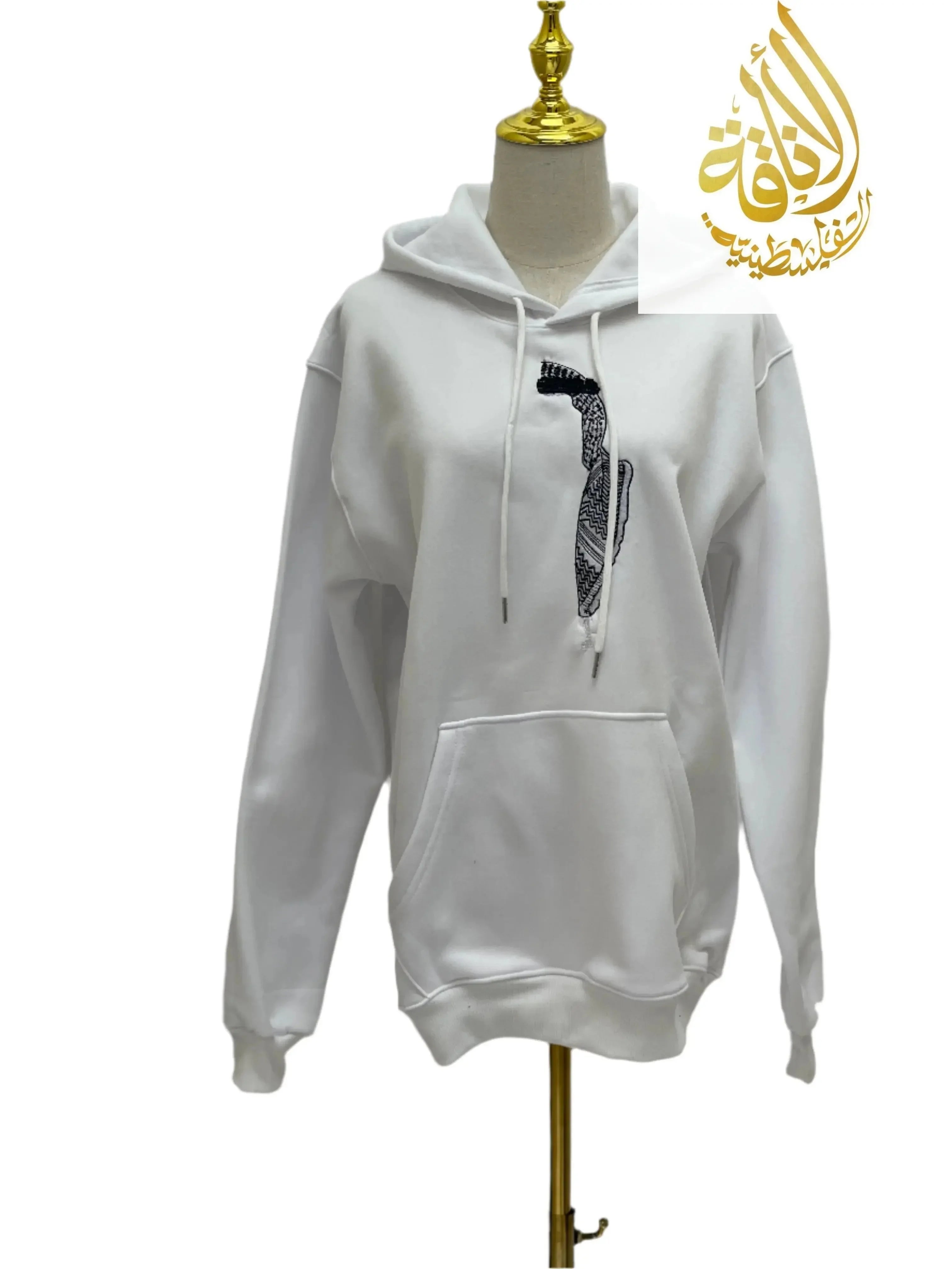 White Left Side Shmagh Hoodie A Fusion of Tradition and Modern Style Palestinian Elegance