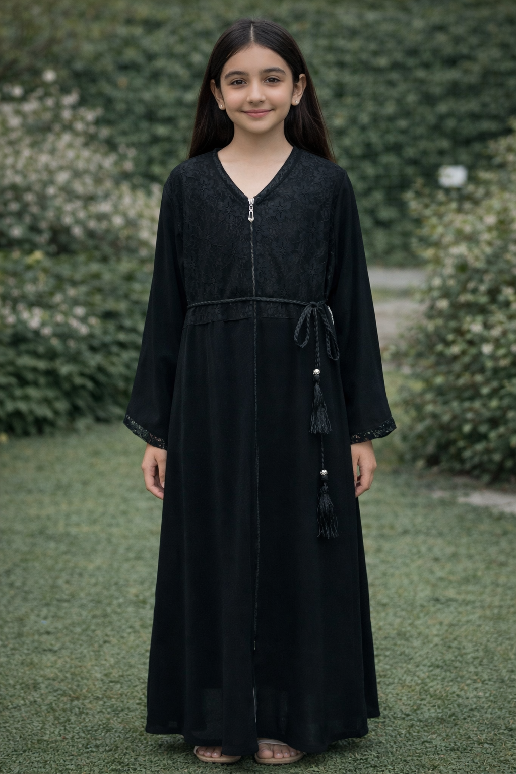 عباية أطفال من التول المزهر بسحاب: أناقة وراحة لعشاق الموضة الصغار