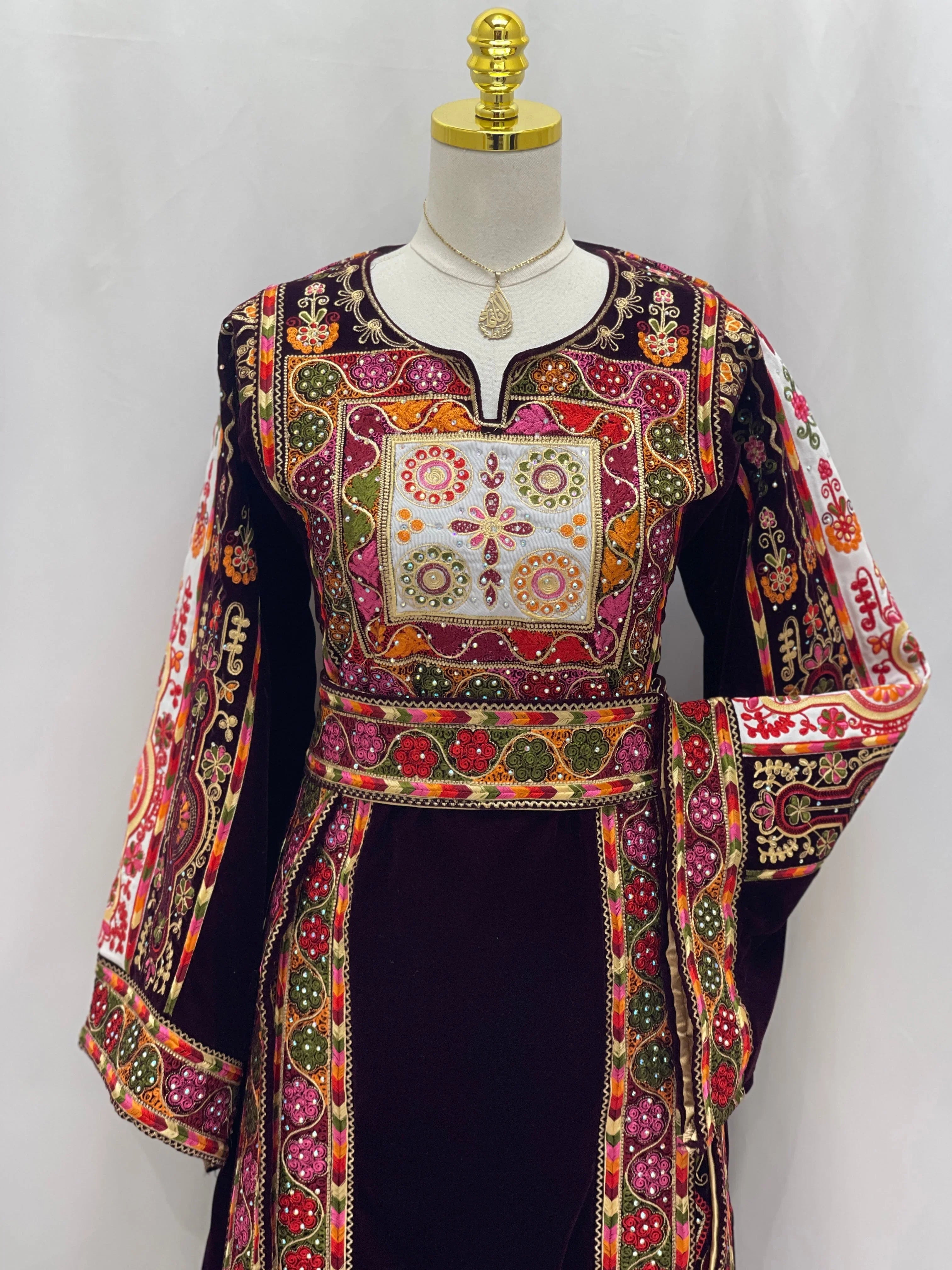 Zahr Al-Turath Velvet Thobe: Offering A Regal and Elegant Heritage-Inspired Look Palestinian Elegance