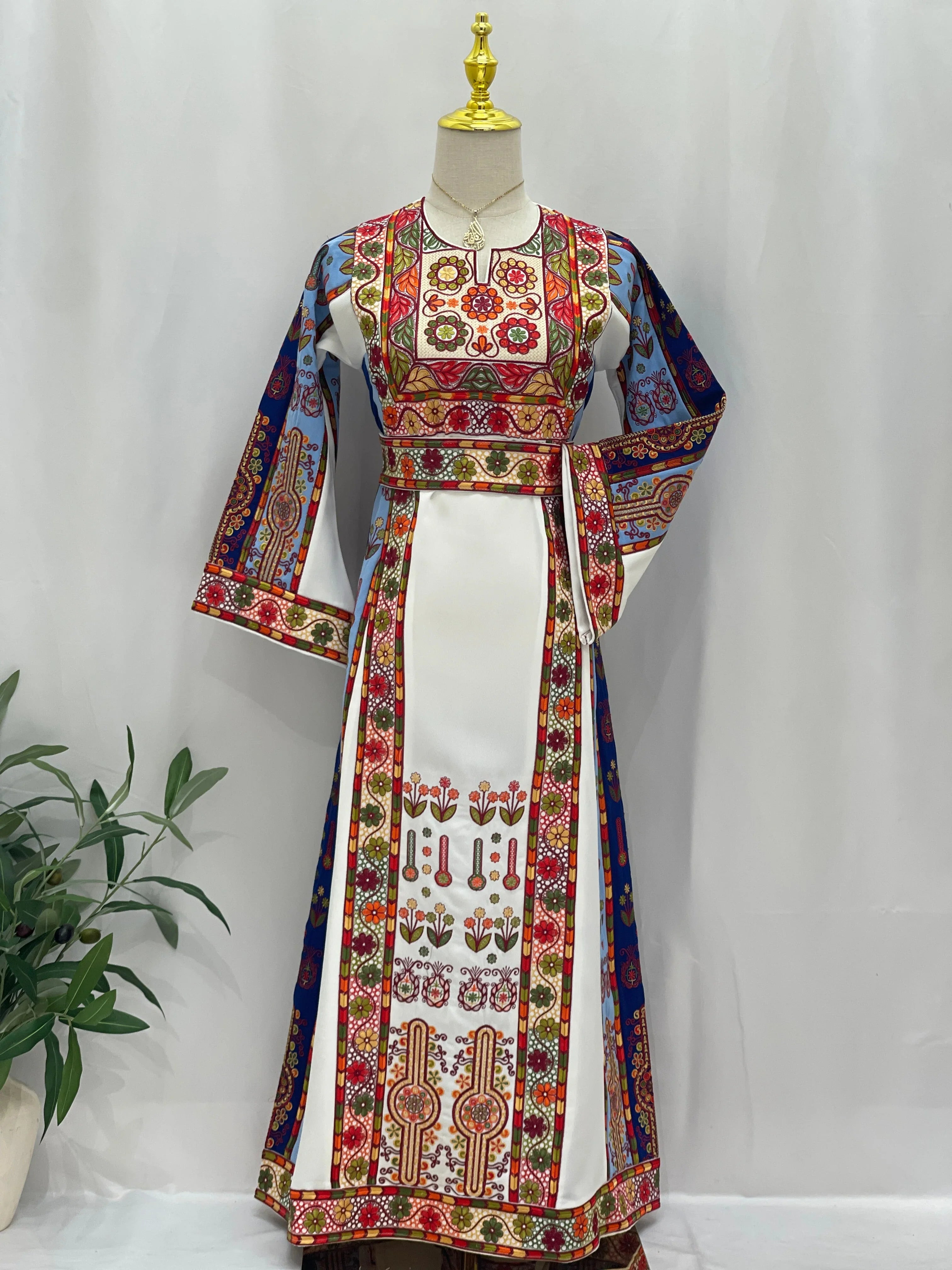 Beautifully designed Embroidered Girls Thoub featuring vivid colors and intricate patterns