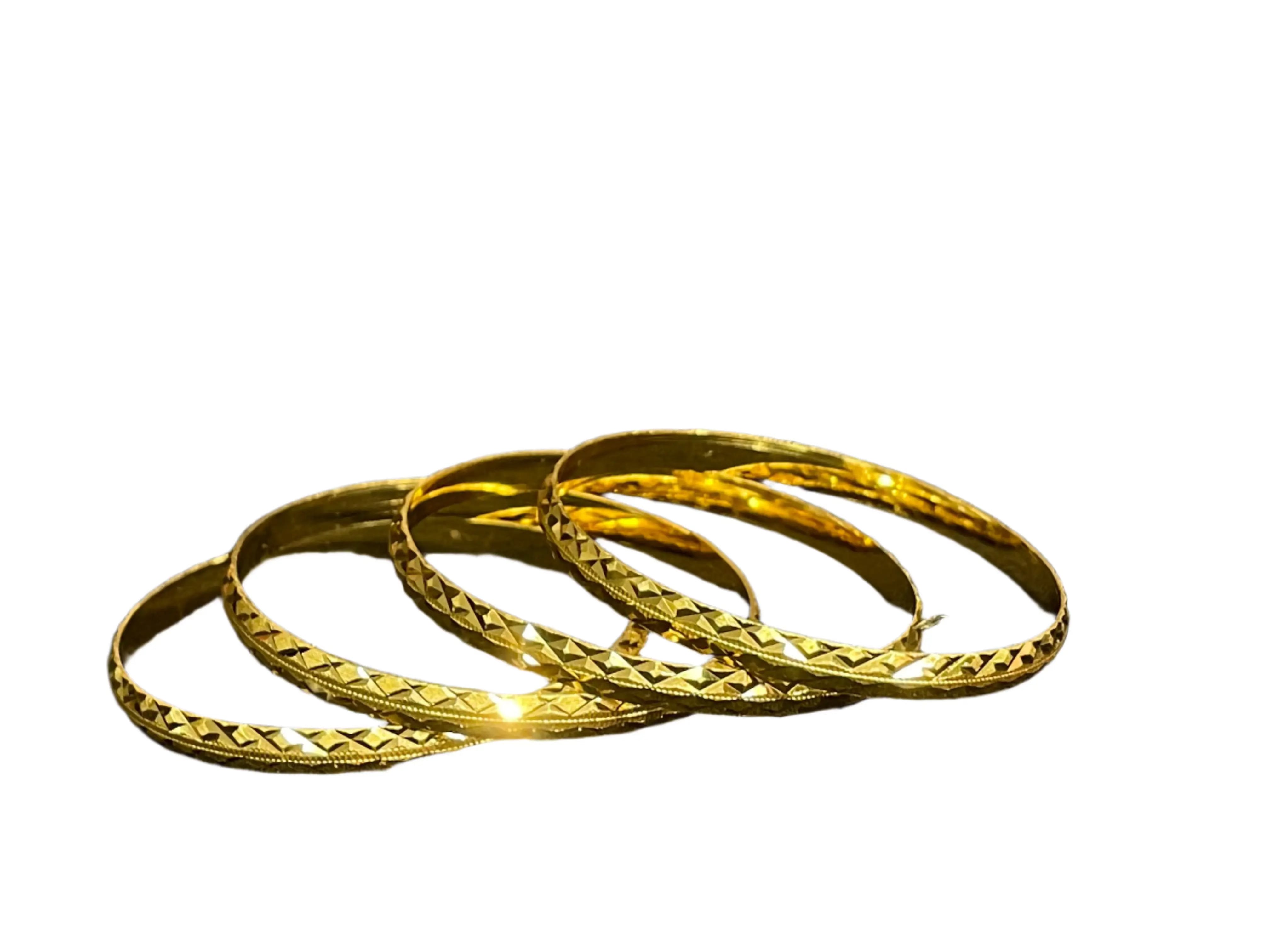 Palestinian Elegance imitated gold Zuhra gold bangles bracelet with intricate textured design