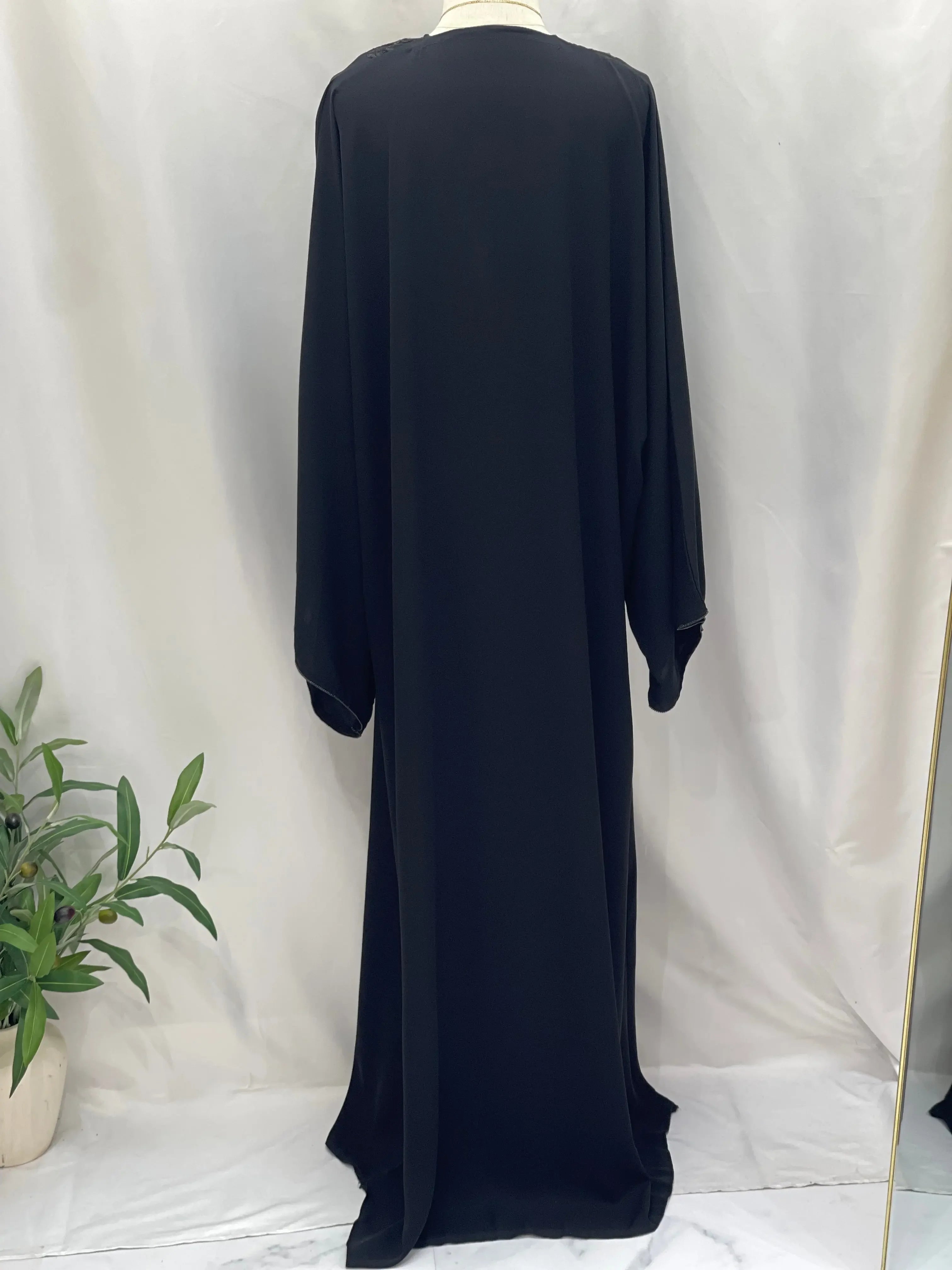 Palestinian Elegance Elegant Free Size Abaya with Embroidery Palestinian Elegance