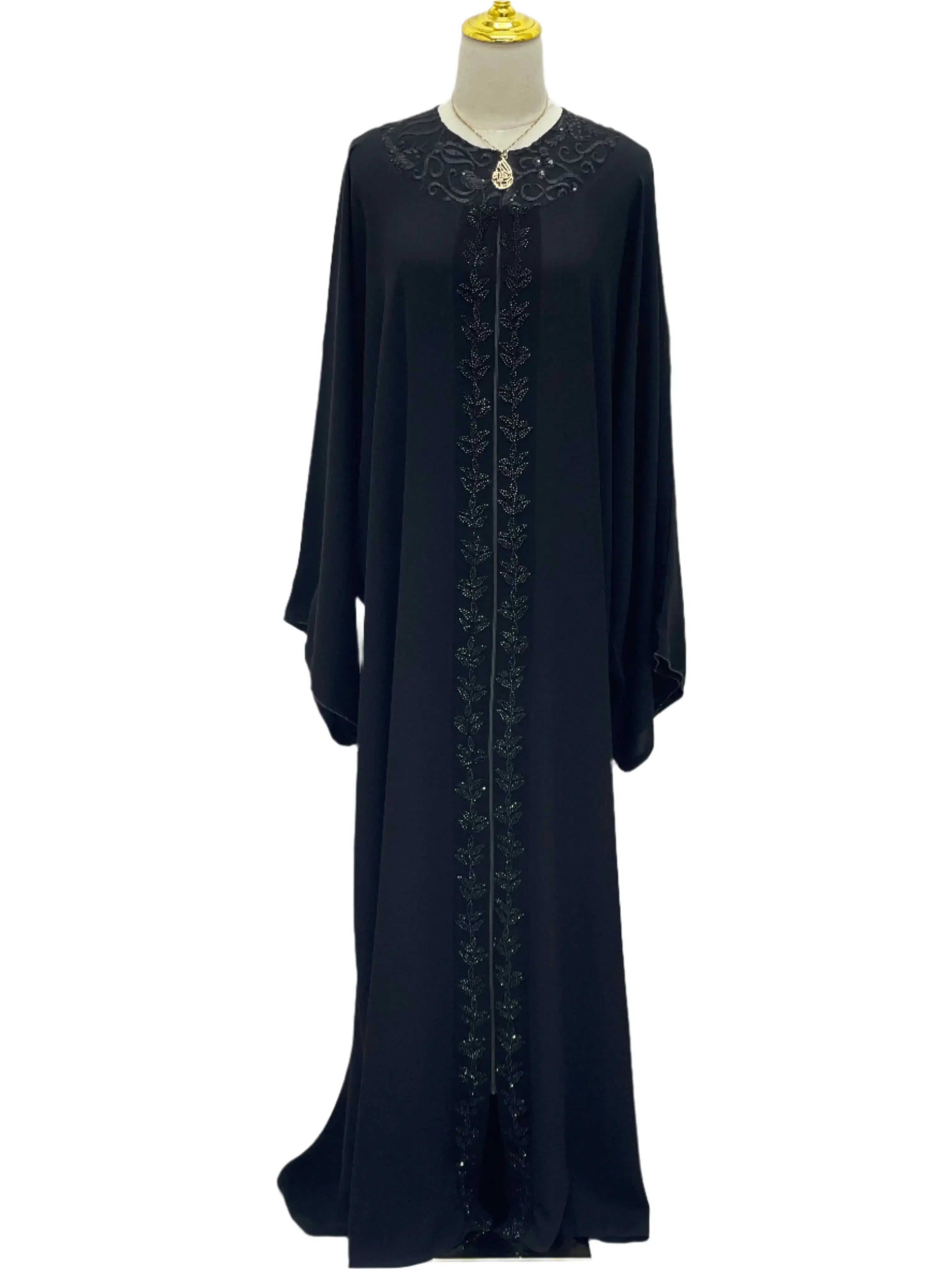 Palestinian Elegance Elegant Free Size Abaya with Embroidery Palestinian Elegance