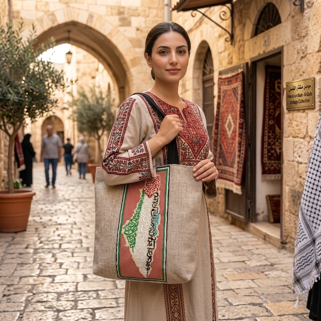 Experience the Charm and Elegance of Palestine: The Palestinian Made Vintage Look Tote Bag