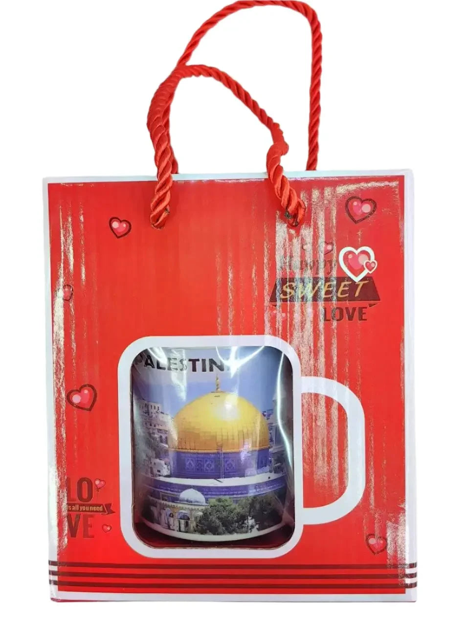 Heritage Gift: Al Quds Design Coffee Mug Gift Bag Palestinian Elegance