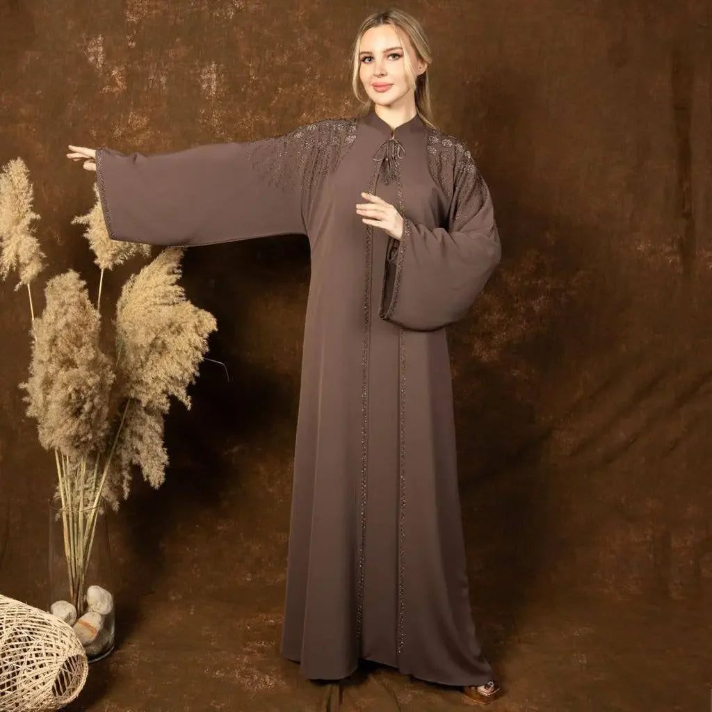 Two-Piece Abaya with Intricate Beading: Elegance and Versatility for Every Occasion - Palestinian Elegance
