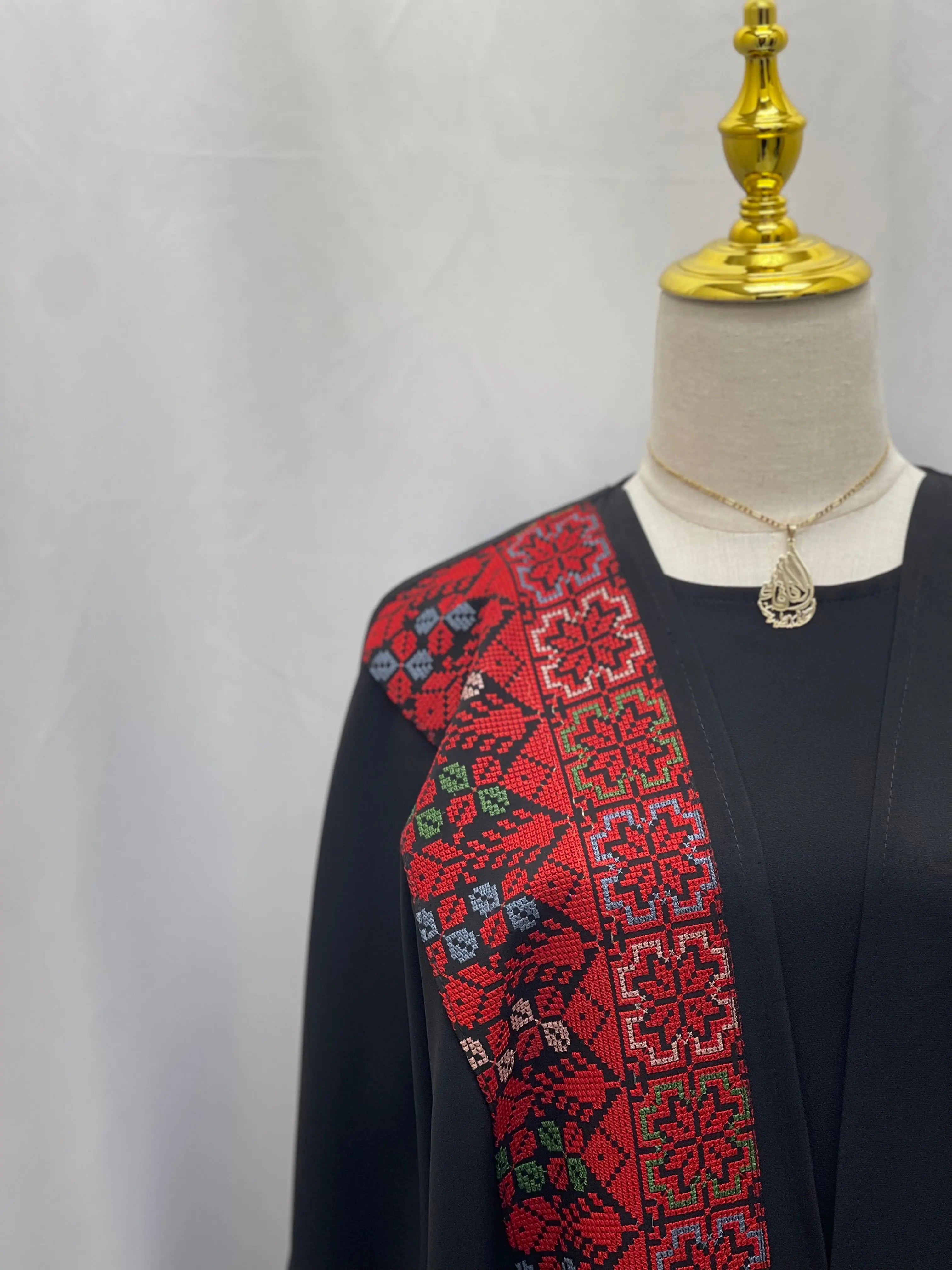 Palestinian Elegance 2-Piece Embroidered Abaya Set Palestinian Elegance